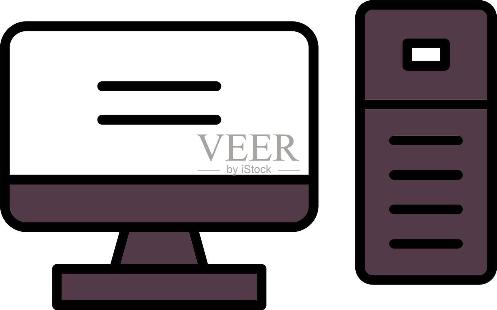 电脑桌面线条填充图标设计插画图片素材