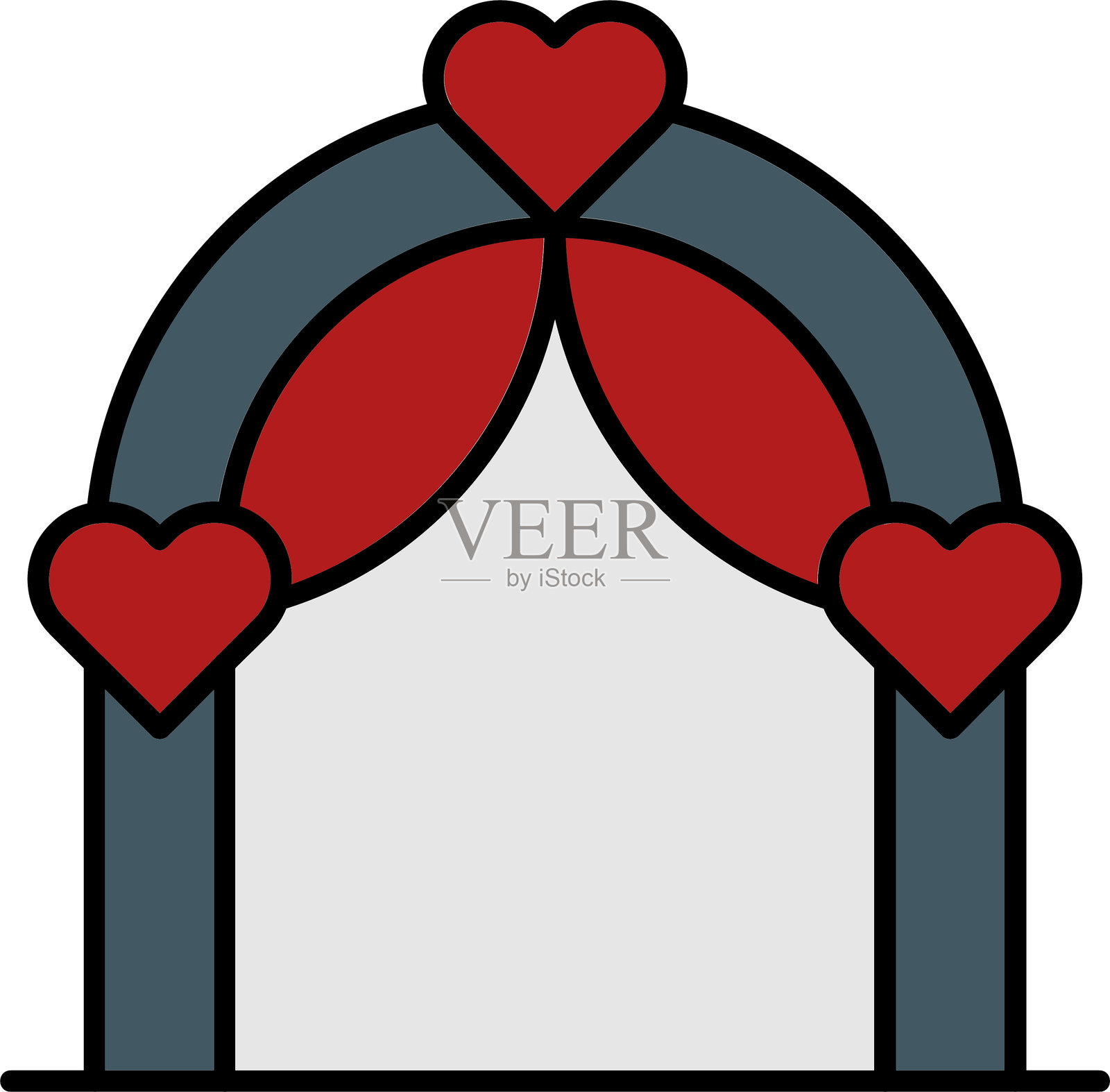 婚礼拱门线条填充图标设计插画图片素材