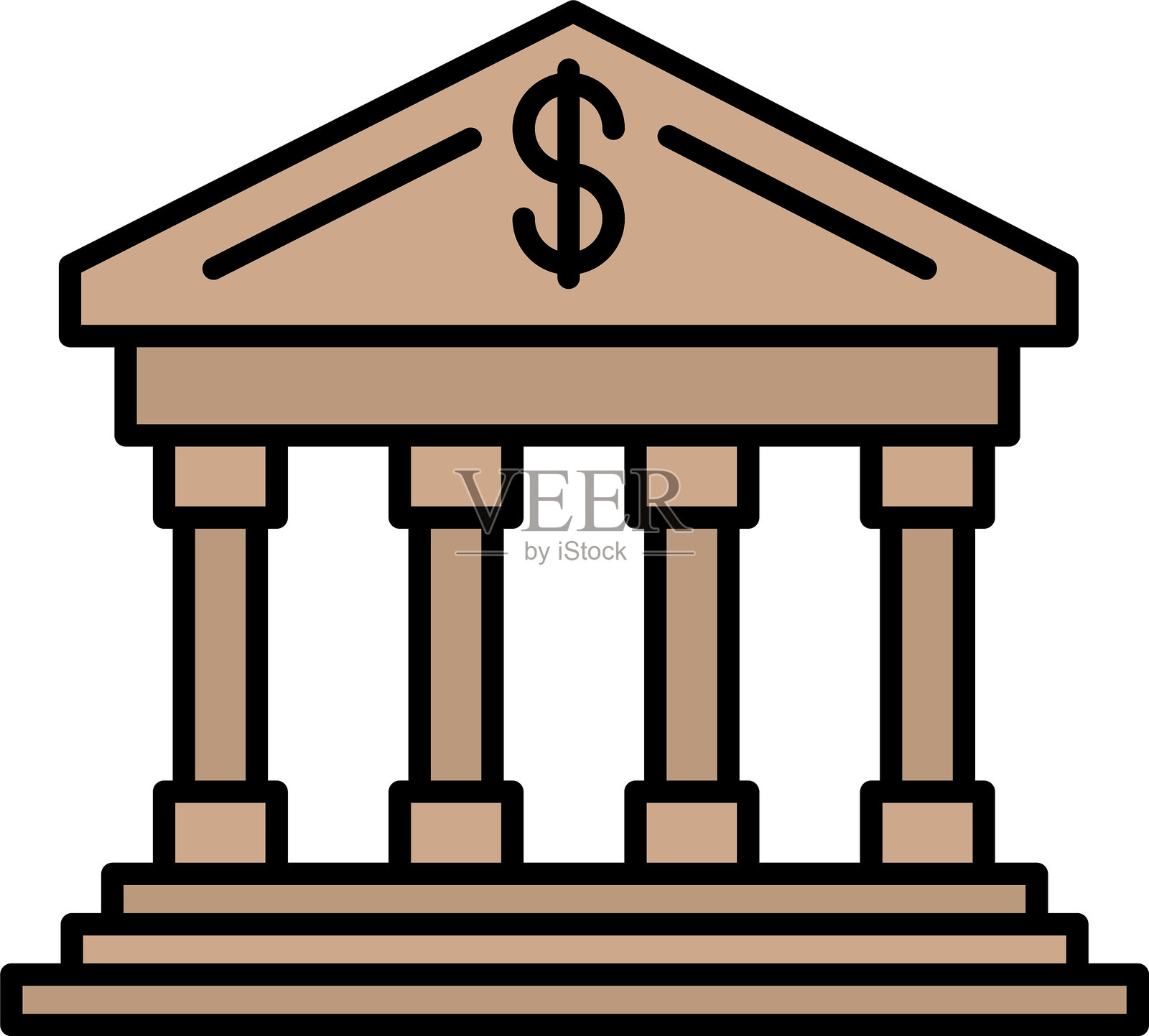 银行排队填充图标设计插画图片素材