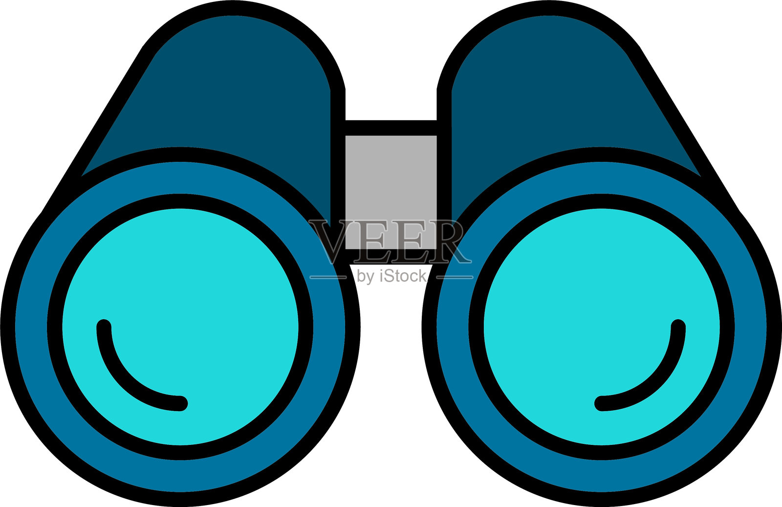 双筒望远镜线条填充图标设计插画图片素材