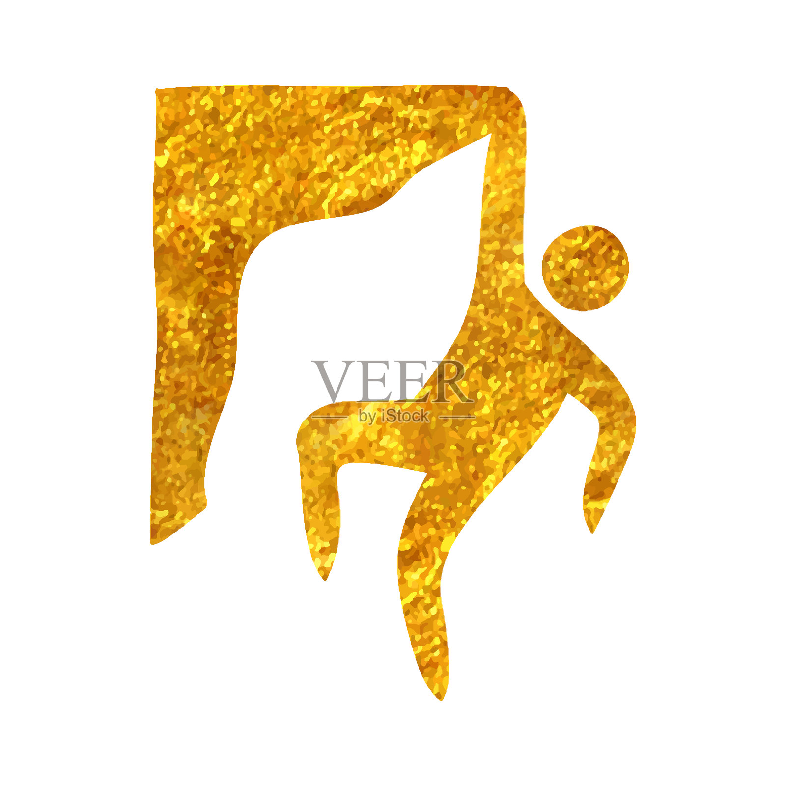 手绘金箔纹理图标 爬山插画图片素材