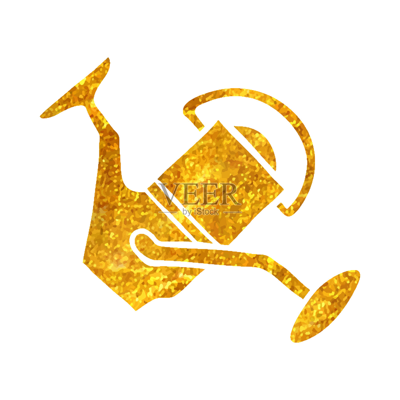 手绘金箔纹理图标 钓鱼卷线器插画图片素材