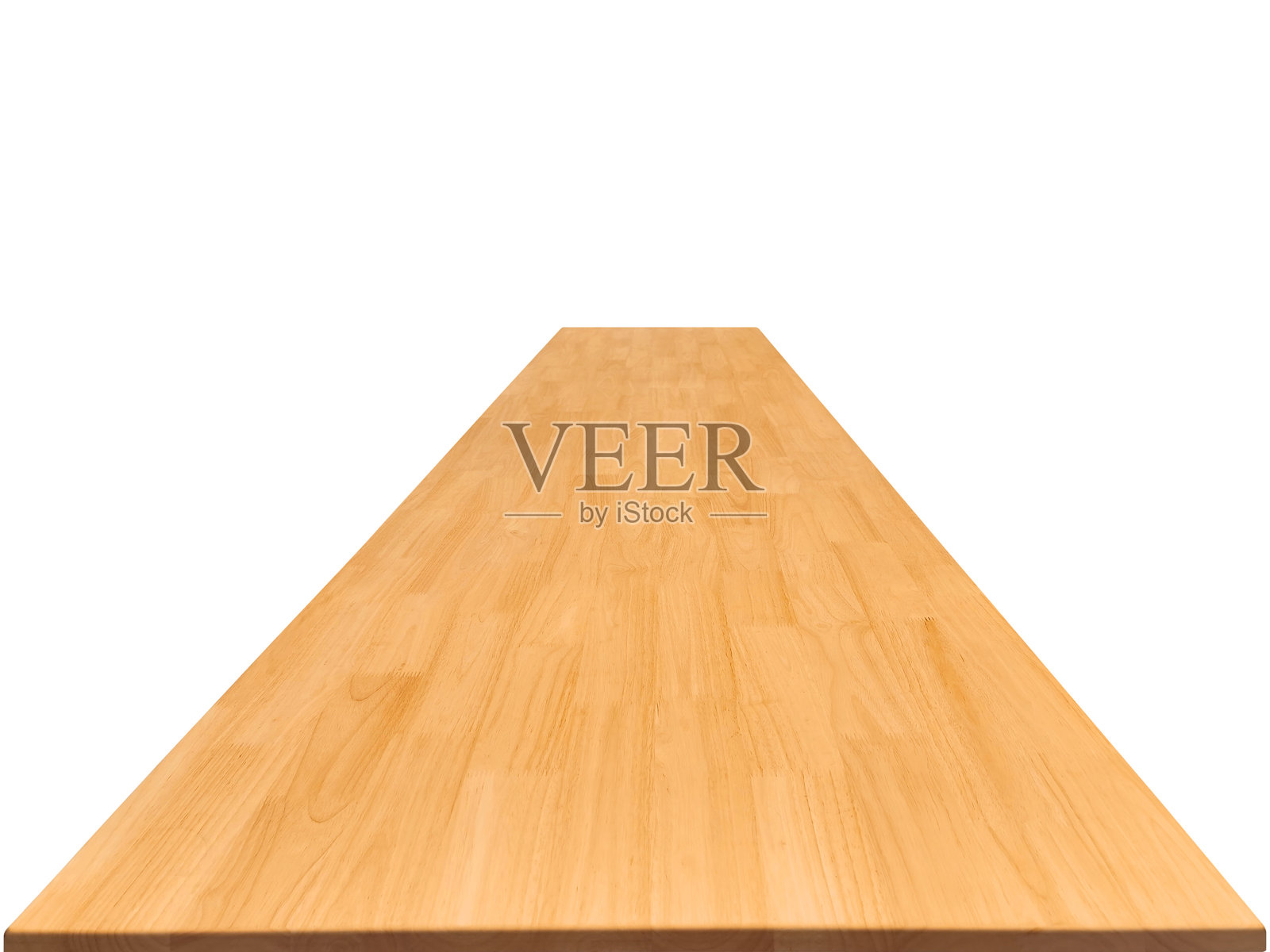 正面视角的木桌，背景为白色。照片摄影图片