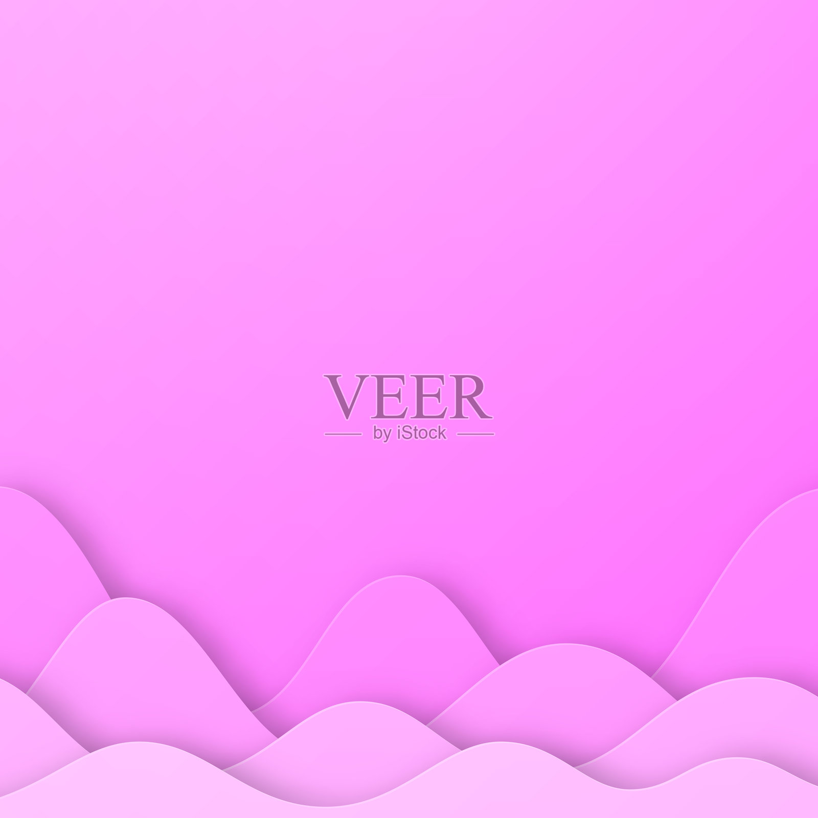 粉色抽象波浪形状 - 纸艺背景 - 时尚3D设计插画图片素材