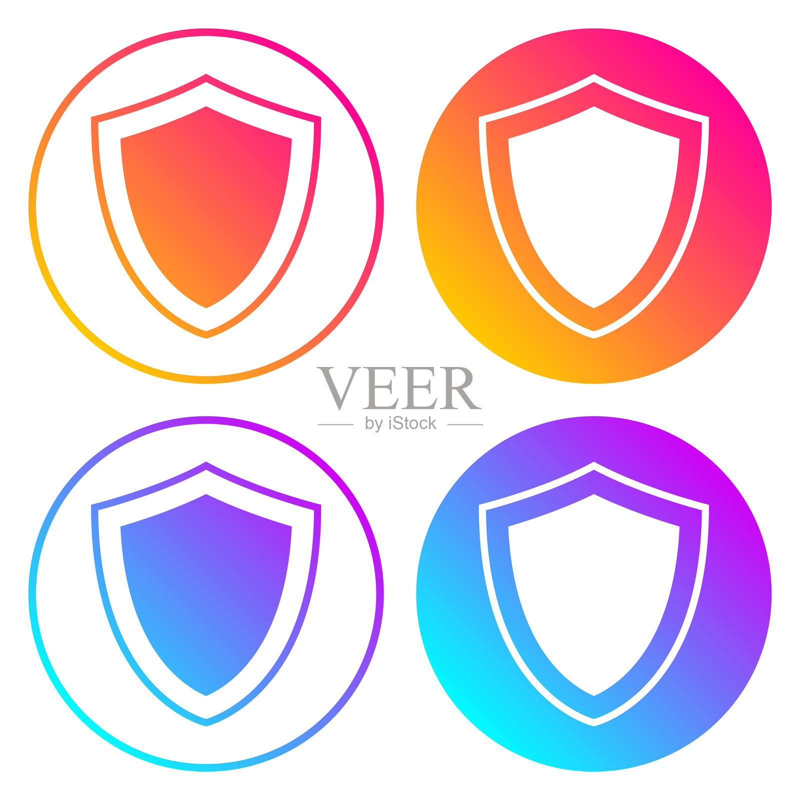 盾牌。带有渐变色的圆形图标插画图片素材