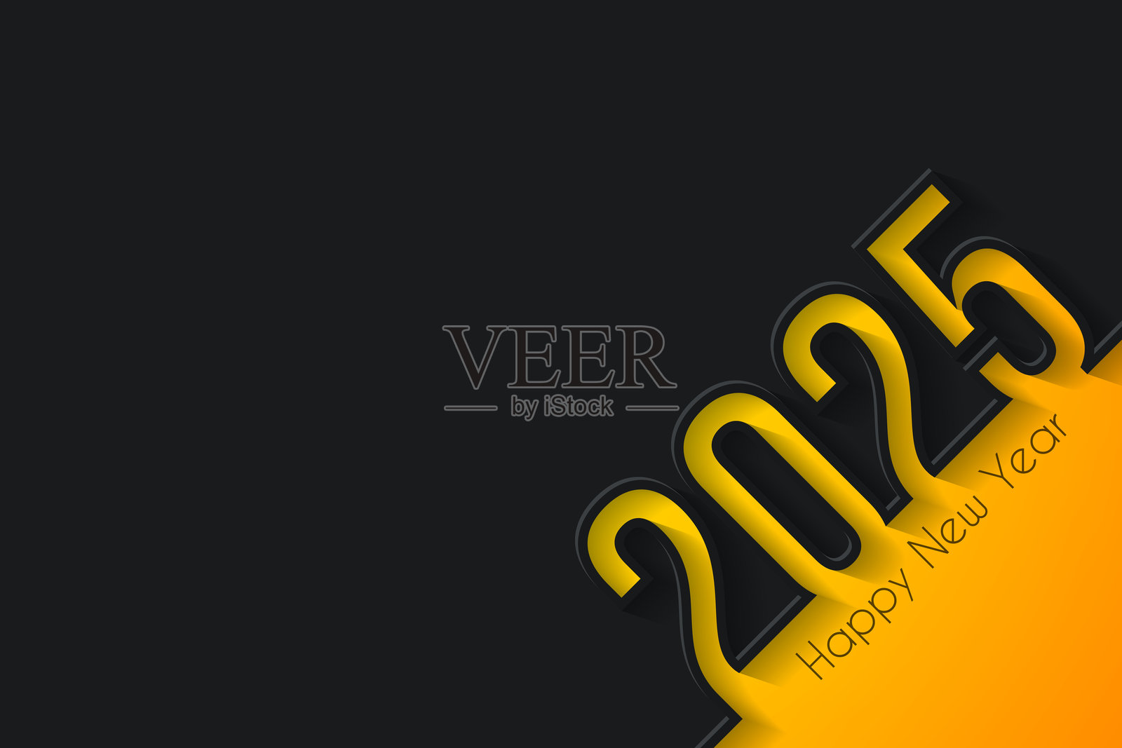 2025年新年快乐 - 黑色背景插画图片素材