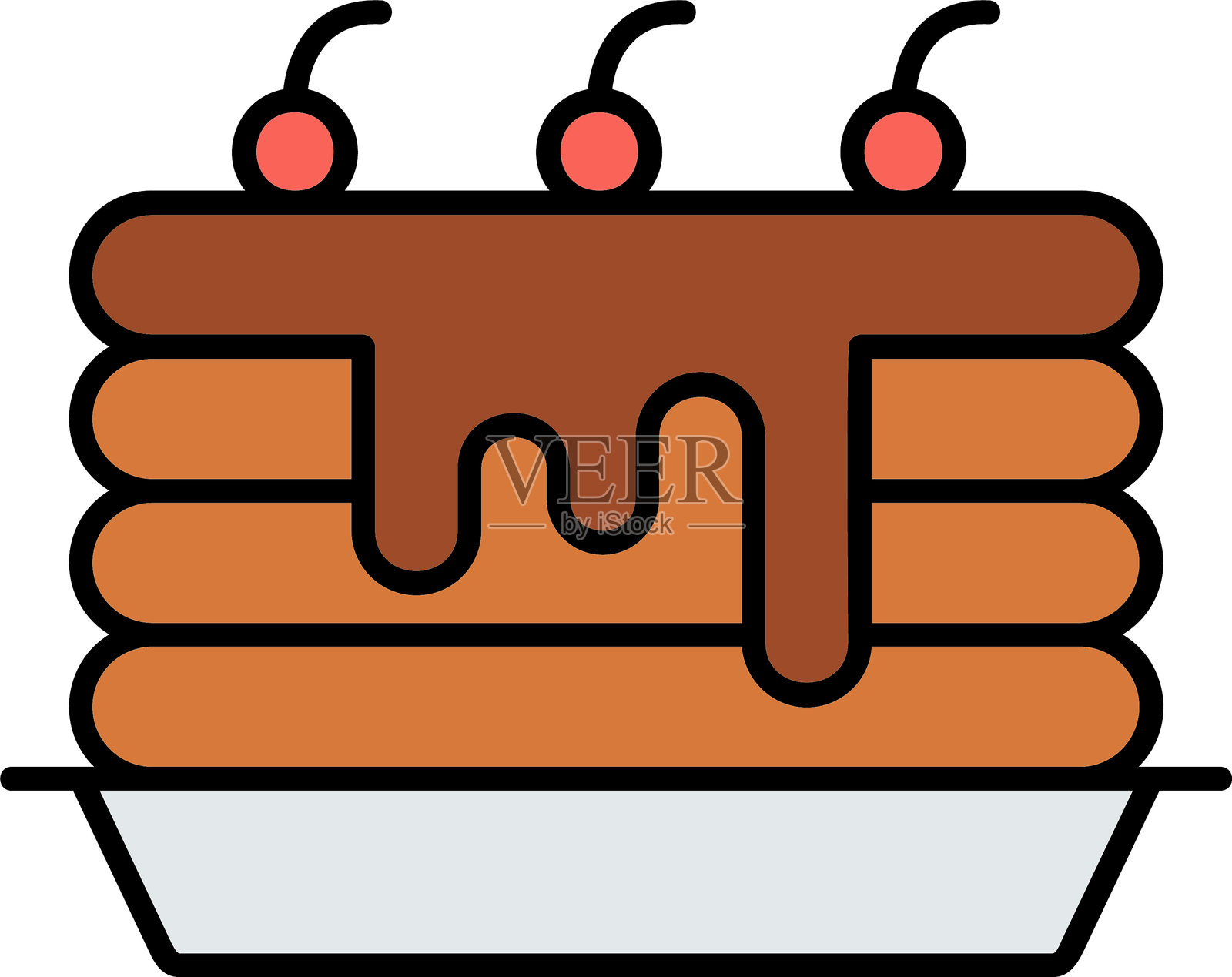 煎饼线条填充图标设计插画图片素材