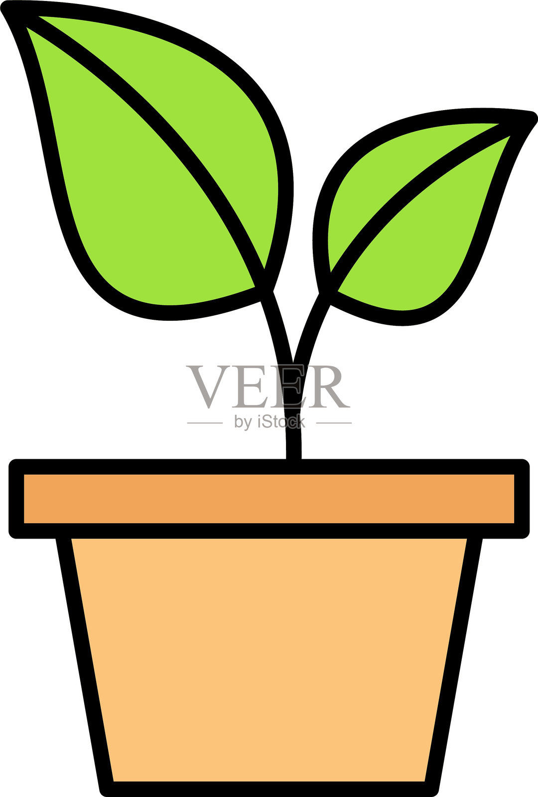 植物线条填充图标设计插画图片素材