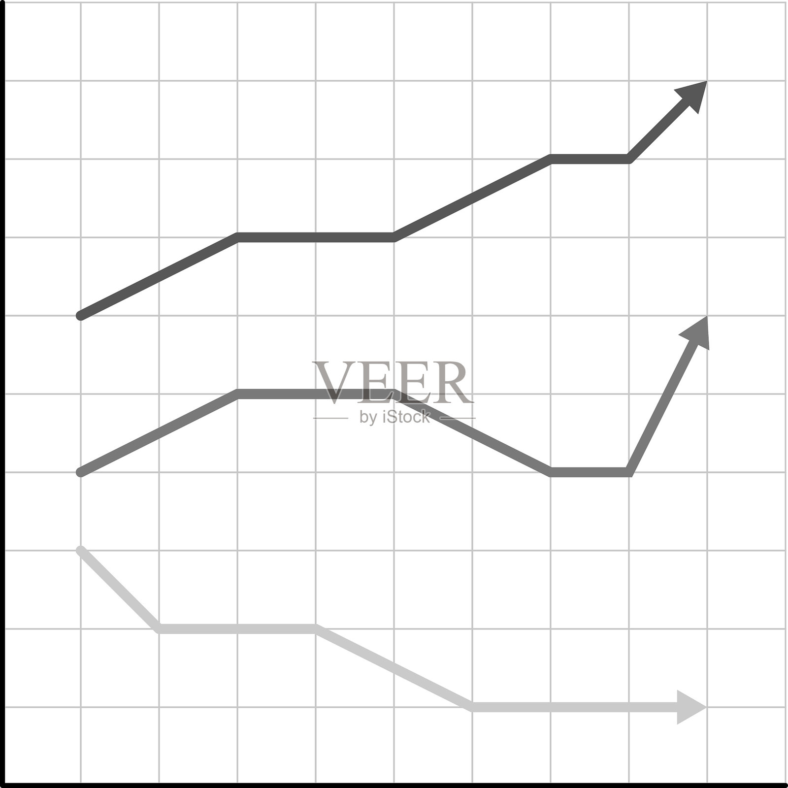 商业图表和图标。矢量商业信息图表 - 统计和数据，图表，货币，上下箭头，财务图表，经济下滑。插画图片素材