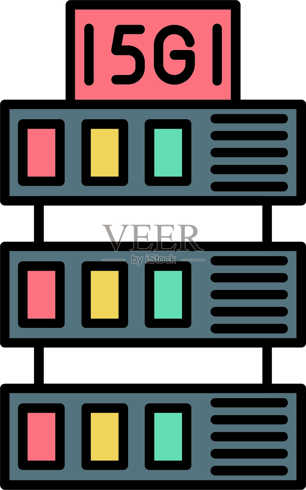 服务器线条填充图标设计插画图片素材