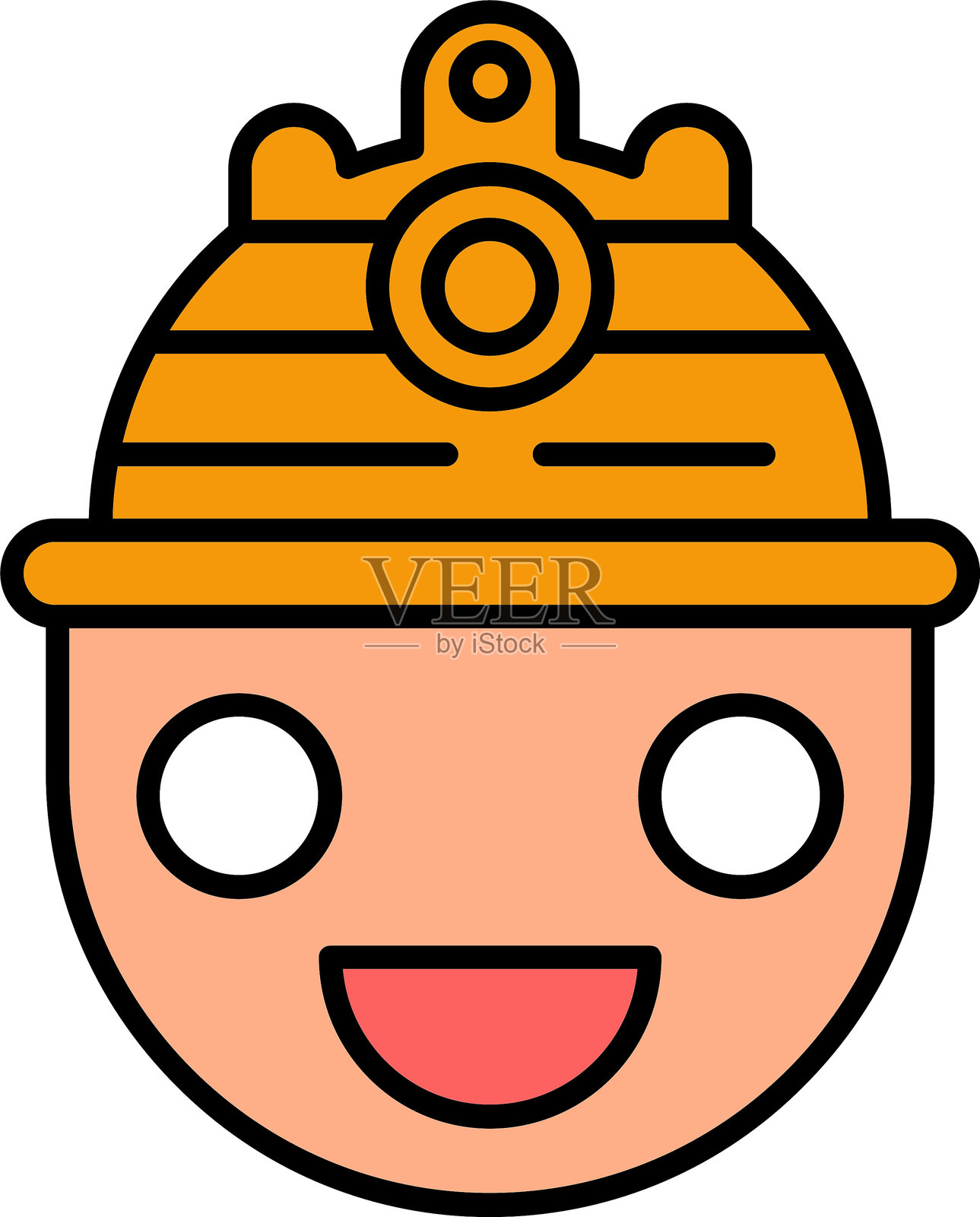 头盔线条填充图标设计插画图片素材