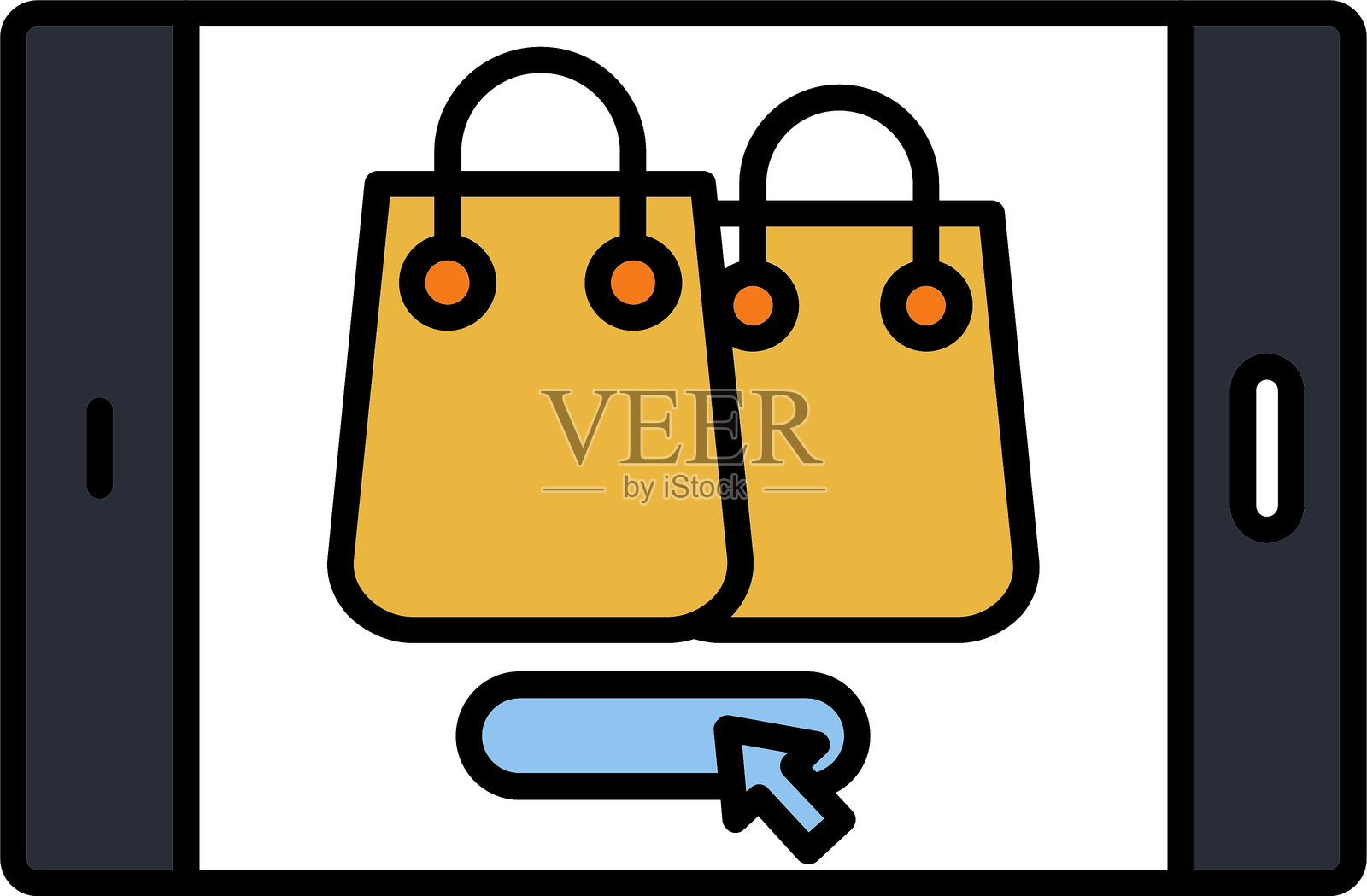 电子商务线条填充图标设计插画图片素材