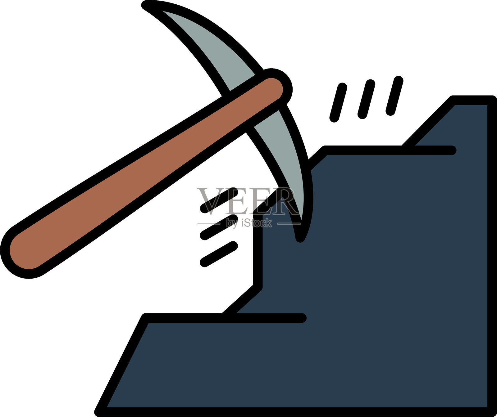 矿业线条填充图标设计插画图片素材