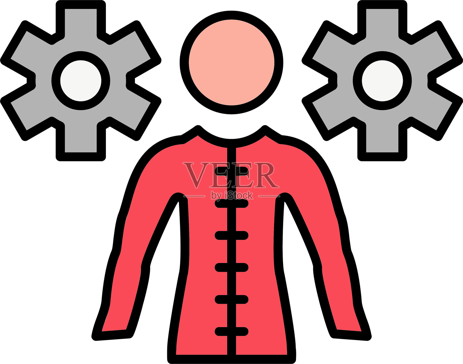 商务人士线条填充图标设计插画图片素材