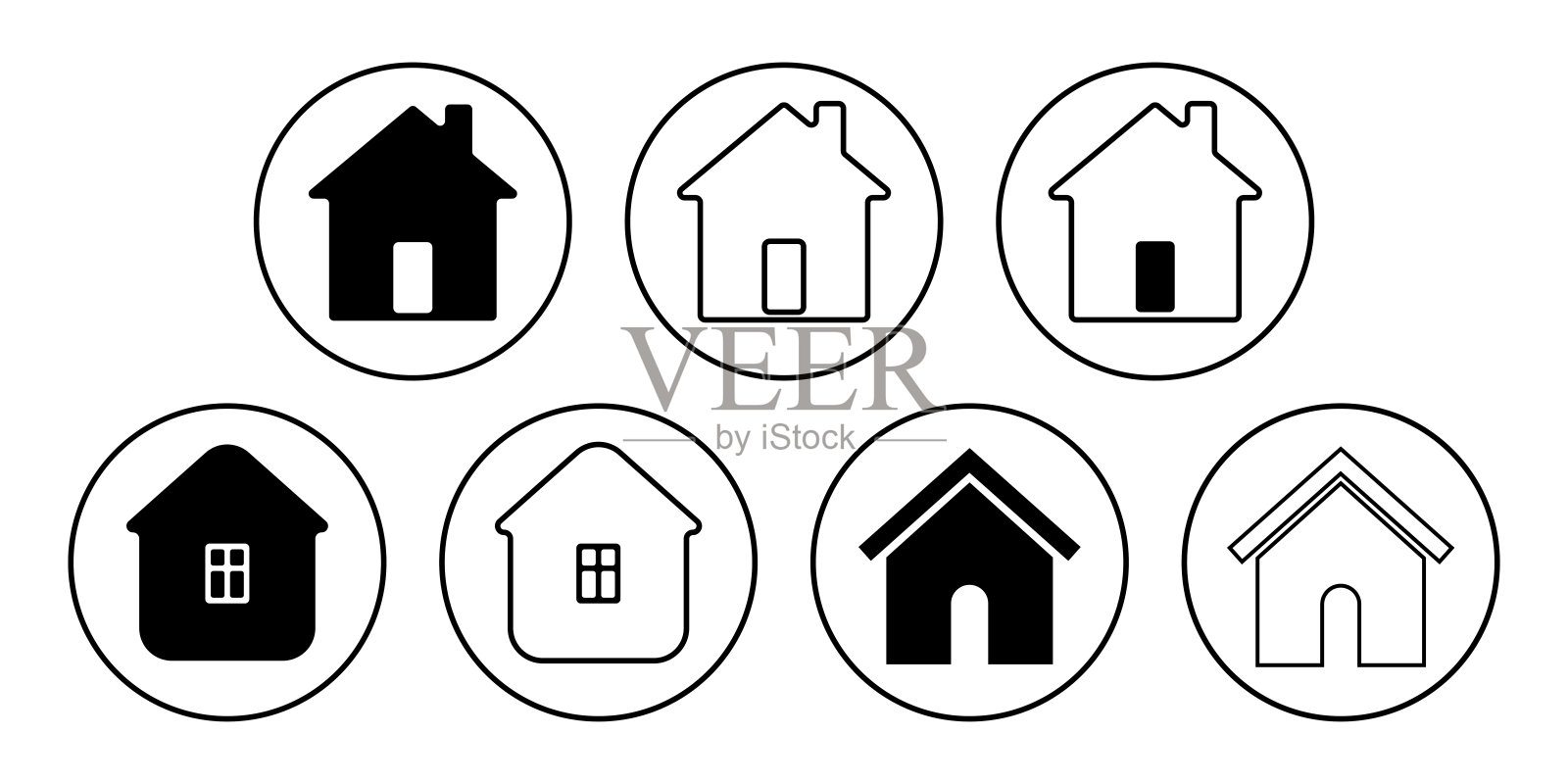 家居图标。房屋矢量图标。房屋符号集合。插图插画图片素材