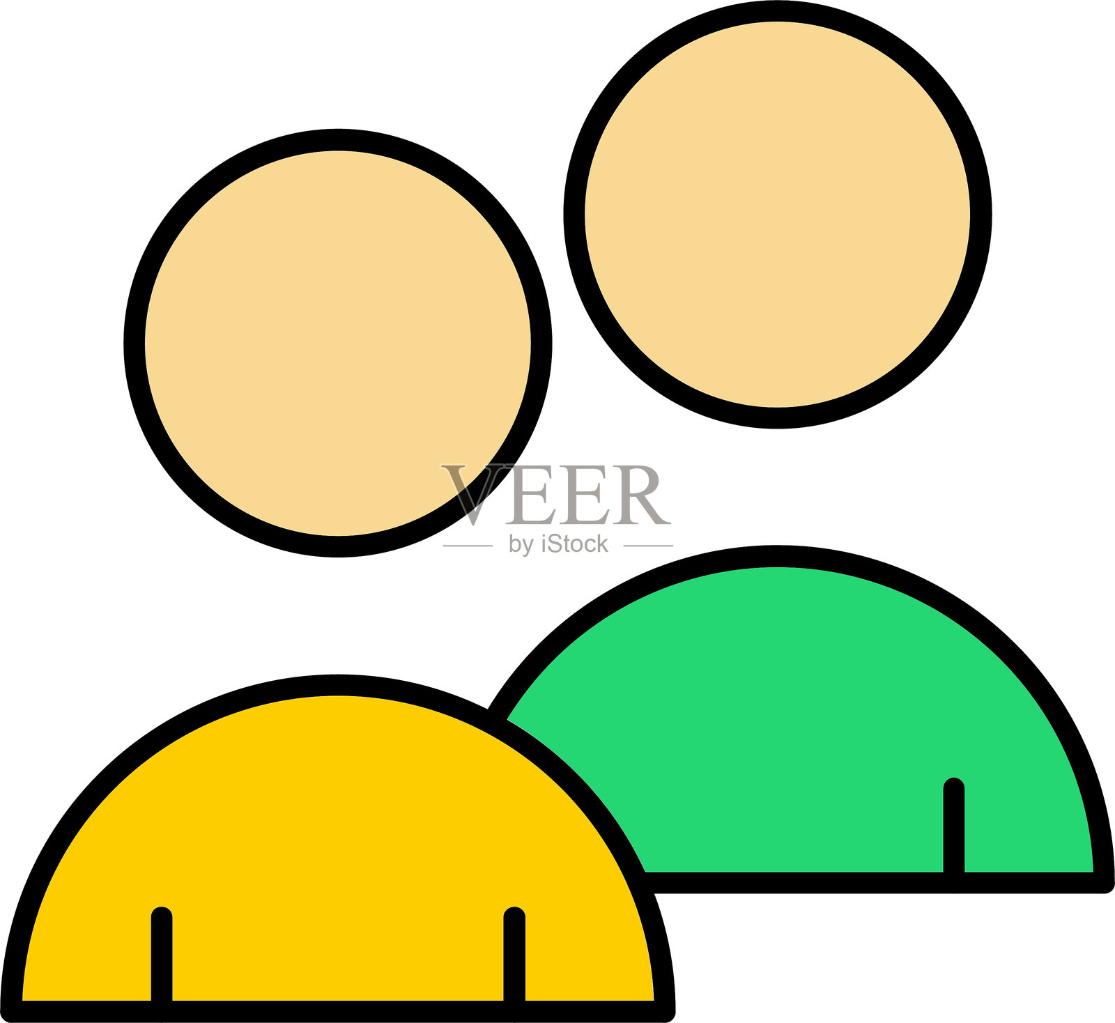 团队线条填充图标设计插画图片素材