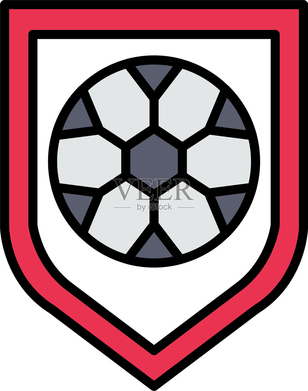 足球徽章线条填充图标设计插画图片素材