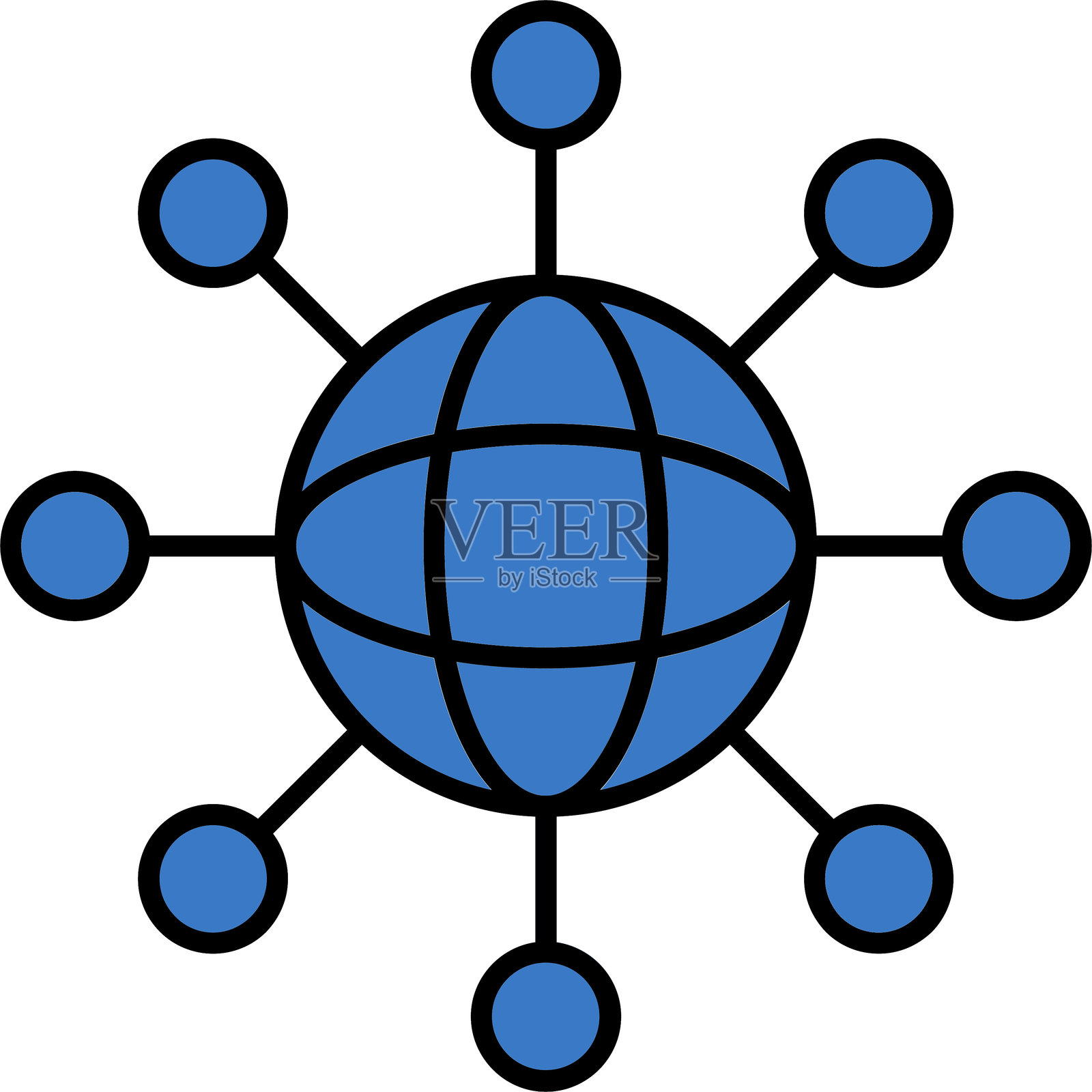 网络连接线填充图标设计插画图片素材