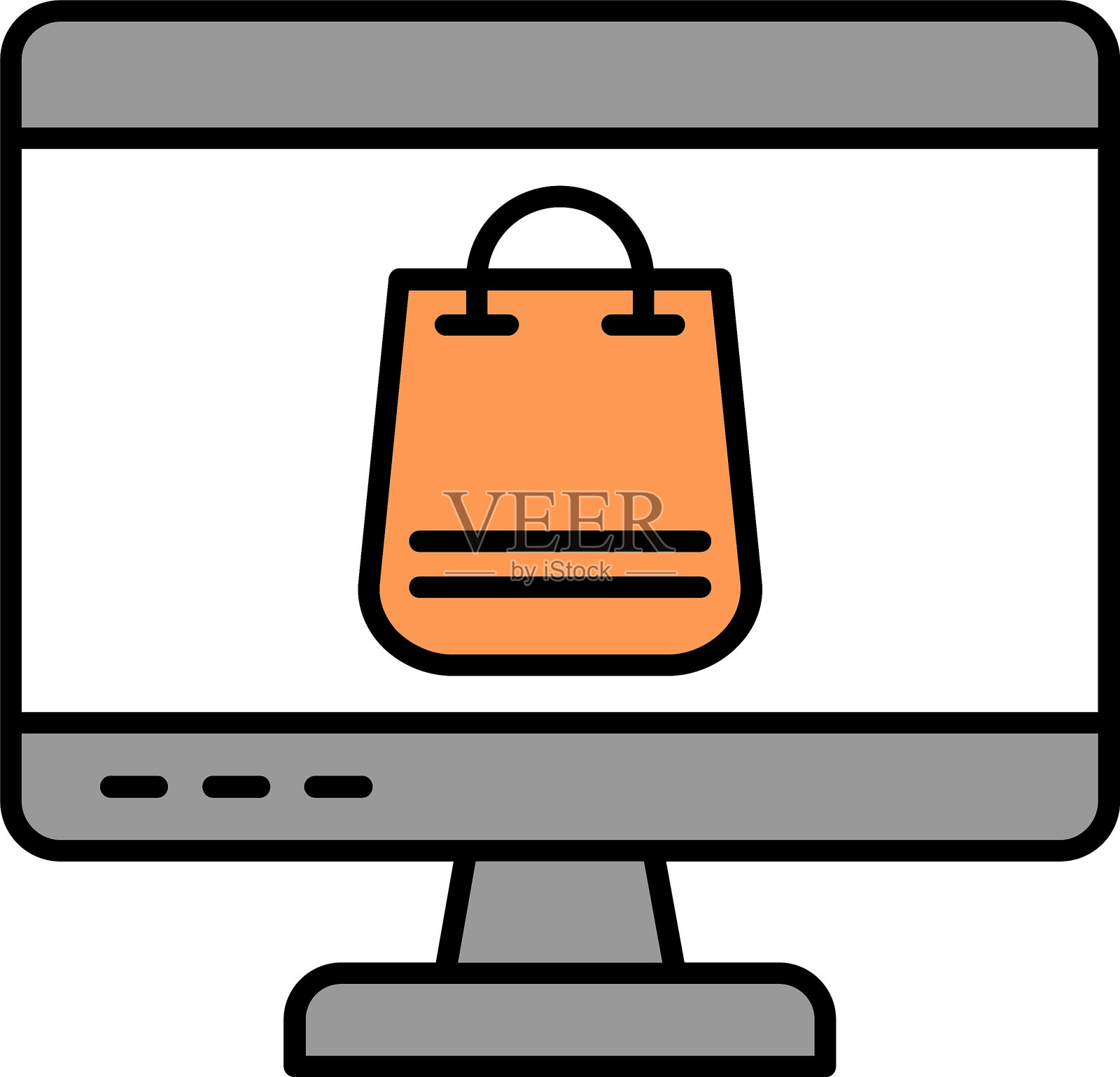 在线填充购物线条图标设计插画图片素材