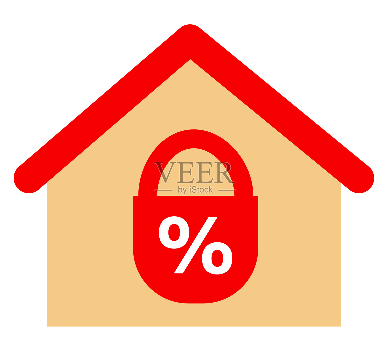 固定利率抵押贷款图标。固定和高利率标志。固定利率符号。锁定百分比标志。扁平风格。插画图片素材