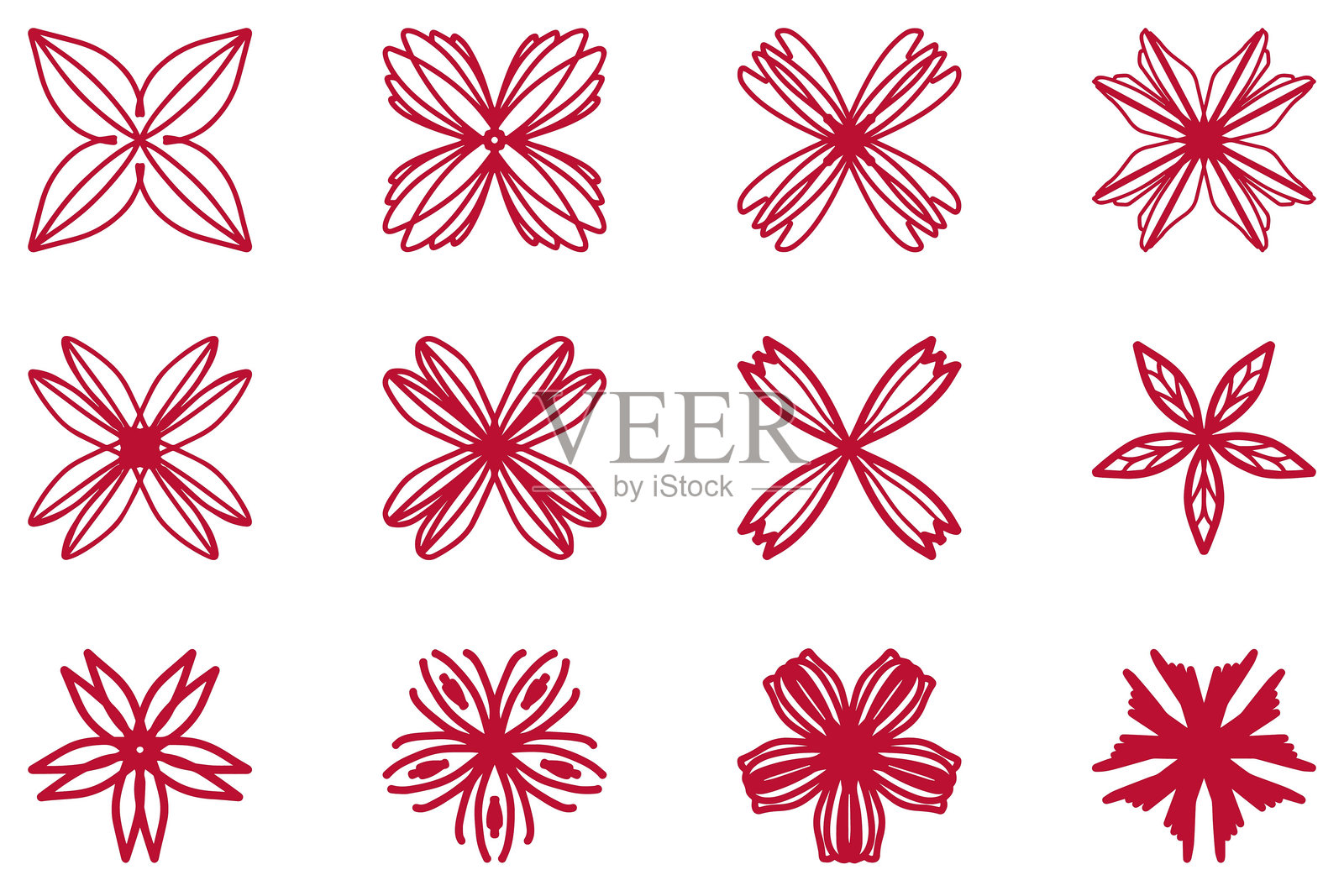 植物花卉设计套件。装饰性花卉矢量图插画图片素材