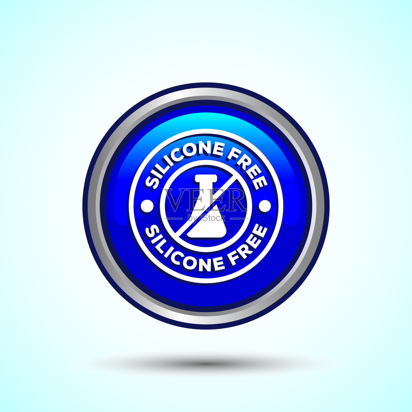 无硅图标设计插图，最佳无硅标志，符号，蓝色圆形按钮设计插画图片素材