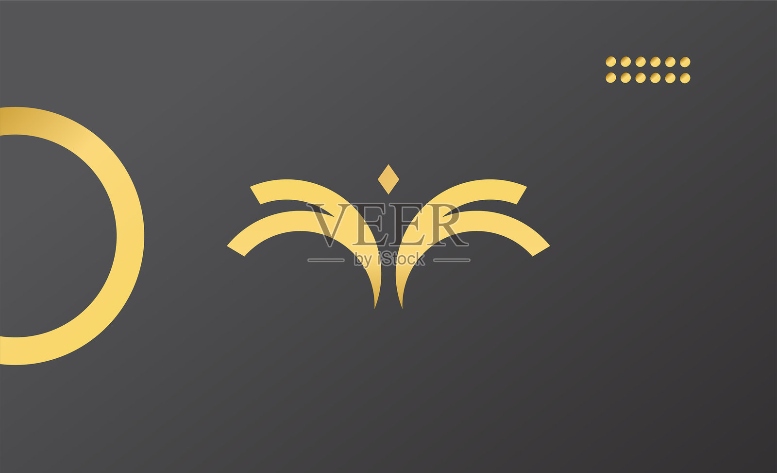 黑色背景上的金色形状和图标插画图片素材