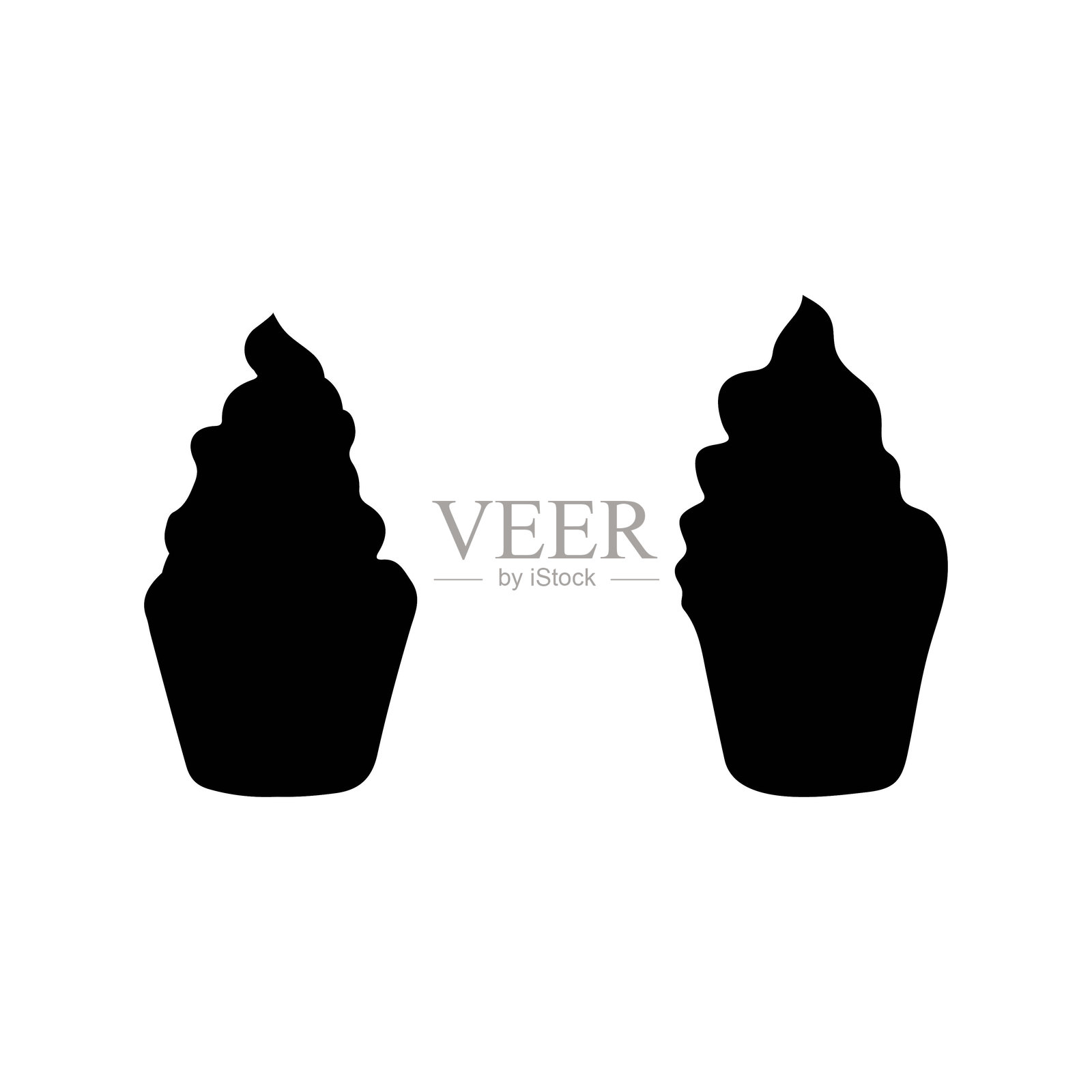 杯子蛋糕图标。扁平风格食品矢量图插画图片素材