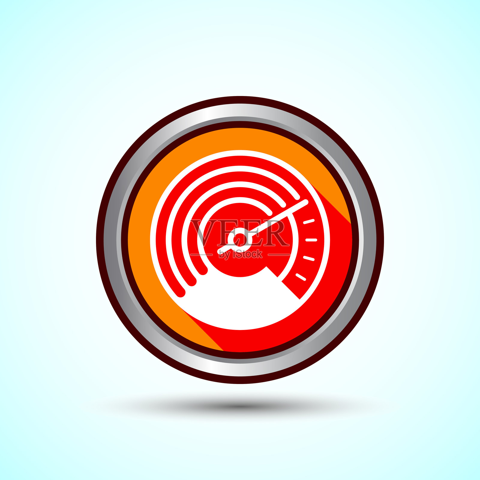 速度计图标设计插图，速度指示标志符号，橙色阴影按钮设计插画图片素材