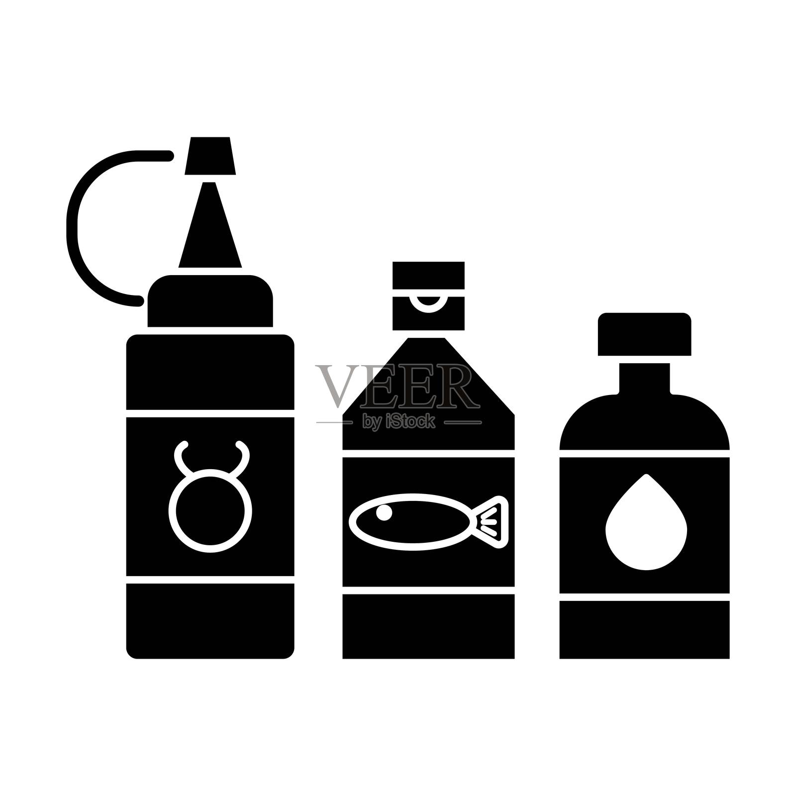 白色背景上的调味品图标矢量图插画图片素材