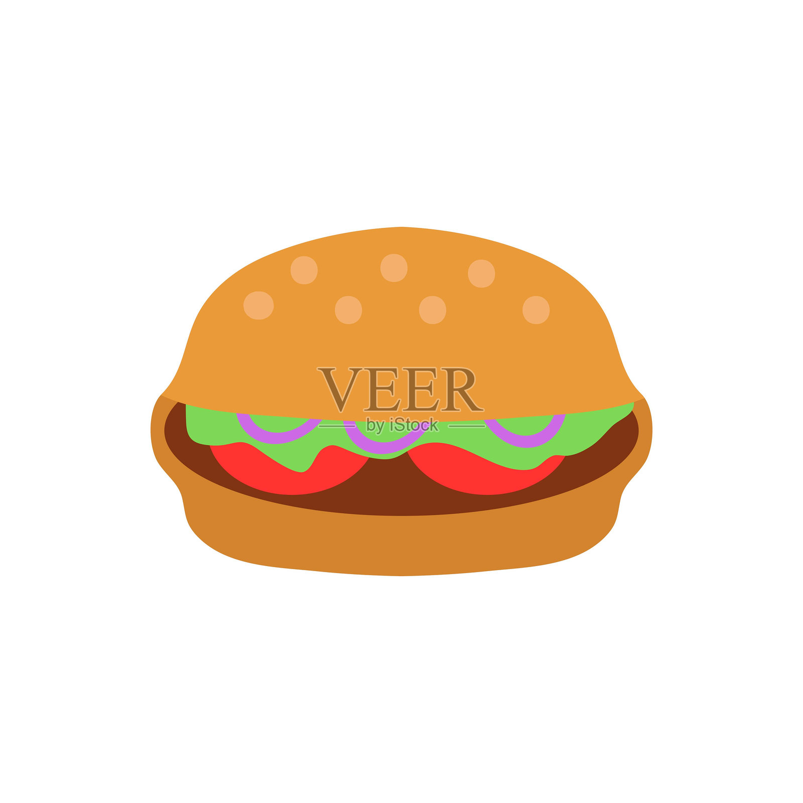 美味汉堡图标。食品扁平设计插画图片素材