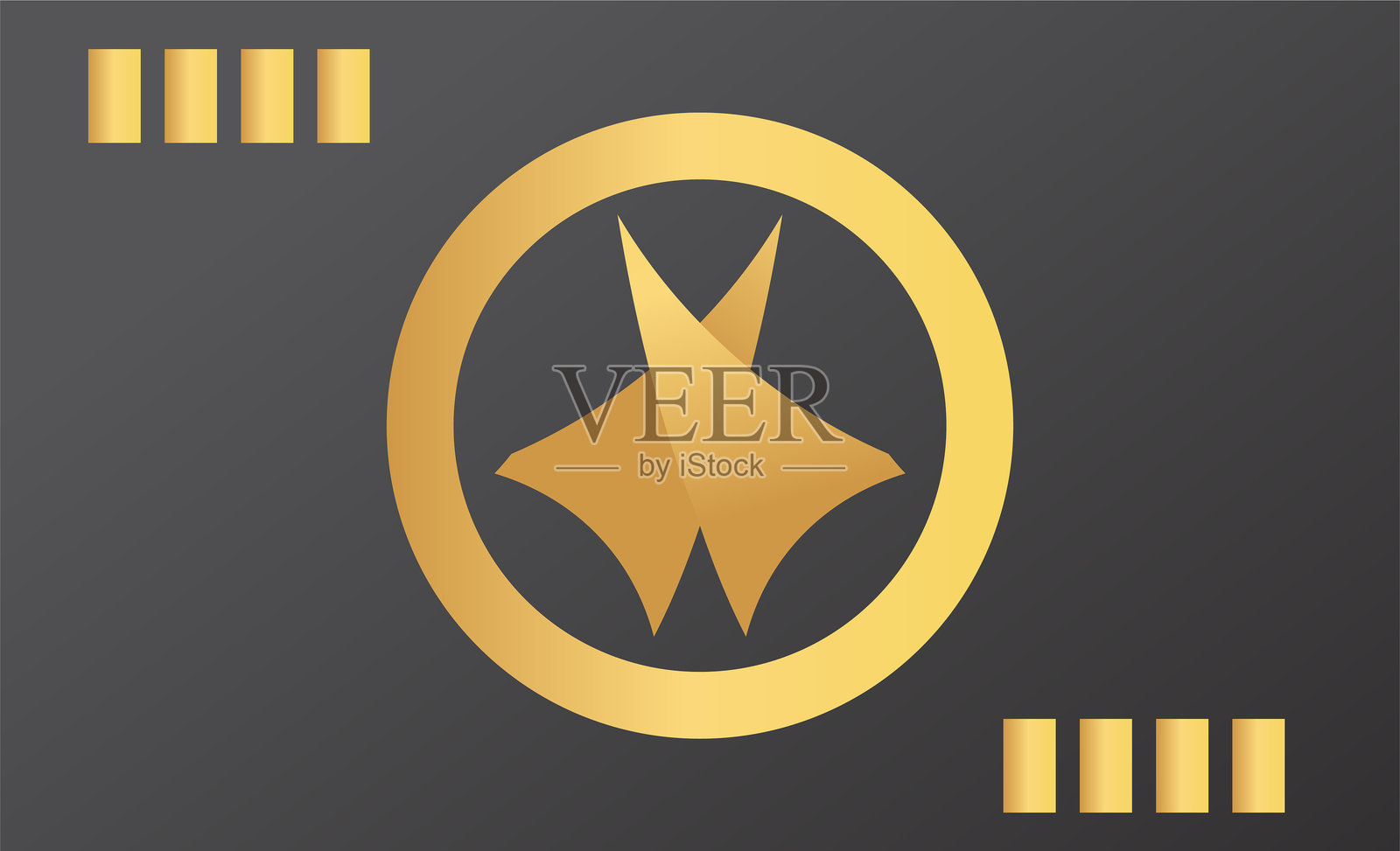 黑色背景上的金色形状和图标插画图片素材