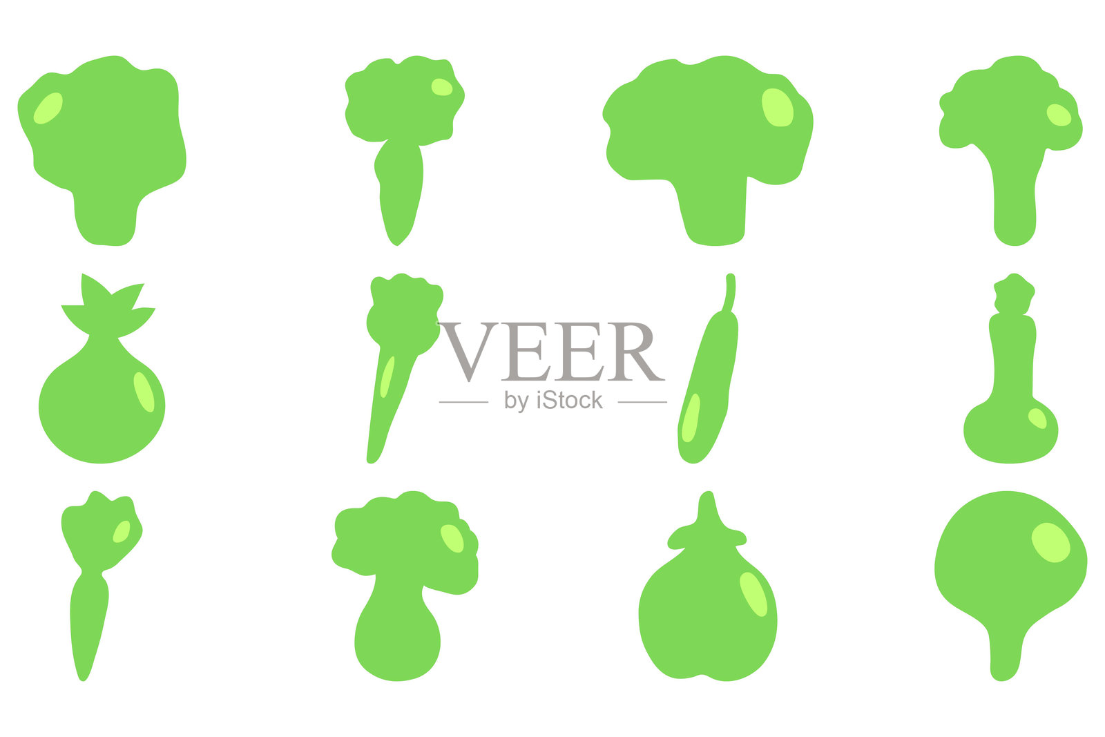 简单的蔬菜图标集。健康食品扁平设计插画图片素材