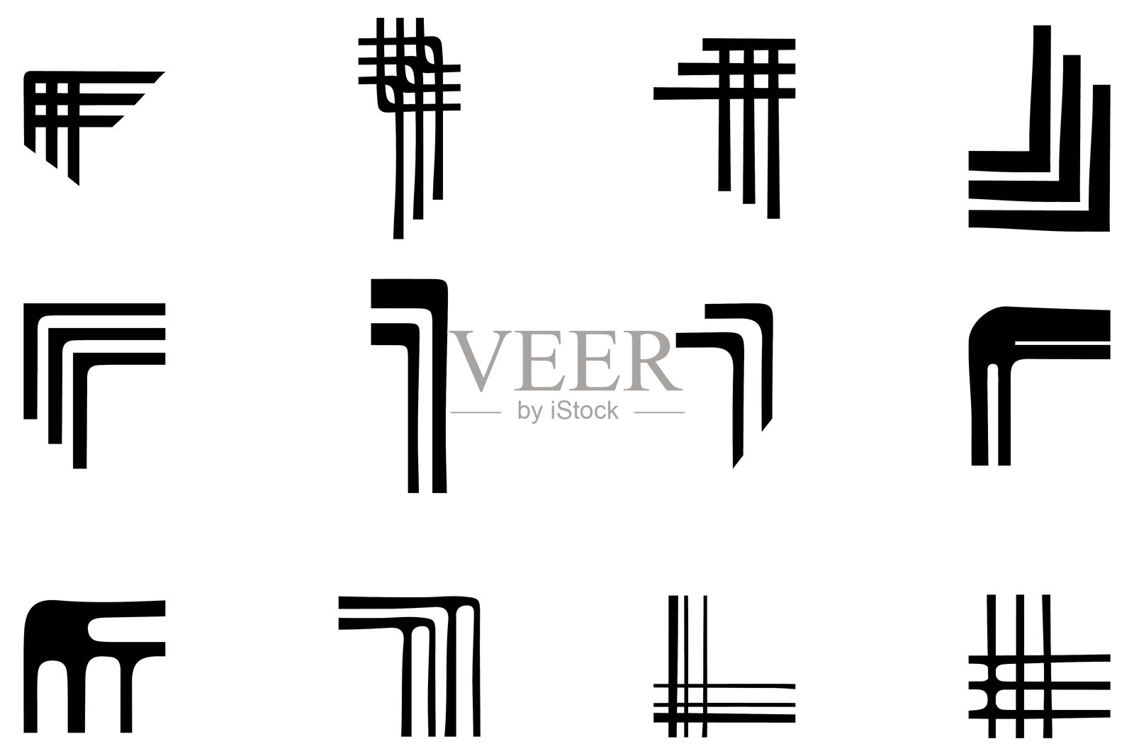 装饰性线条角落边框图标集插画图片素材