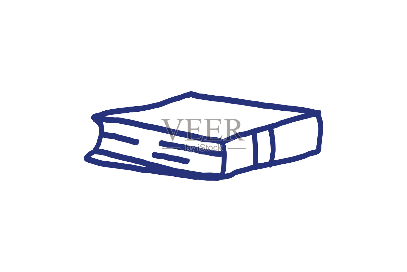 书本素描。手绘蓝色笔或马克笔画。原始儿童画。插画图片素材