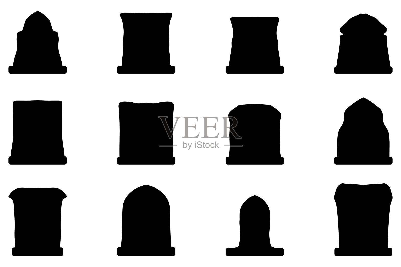 简单的墓碑图标轮廓集插画图片素材