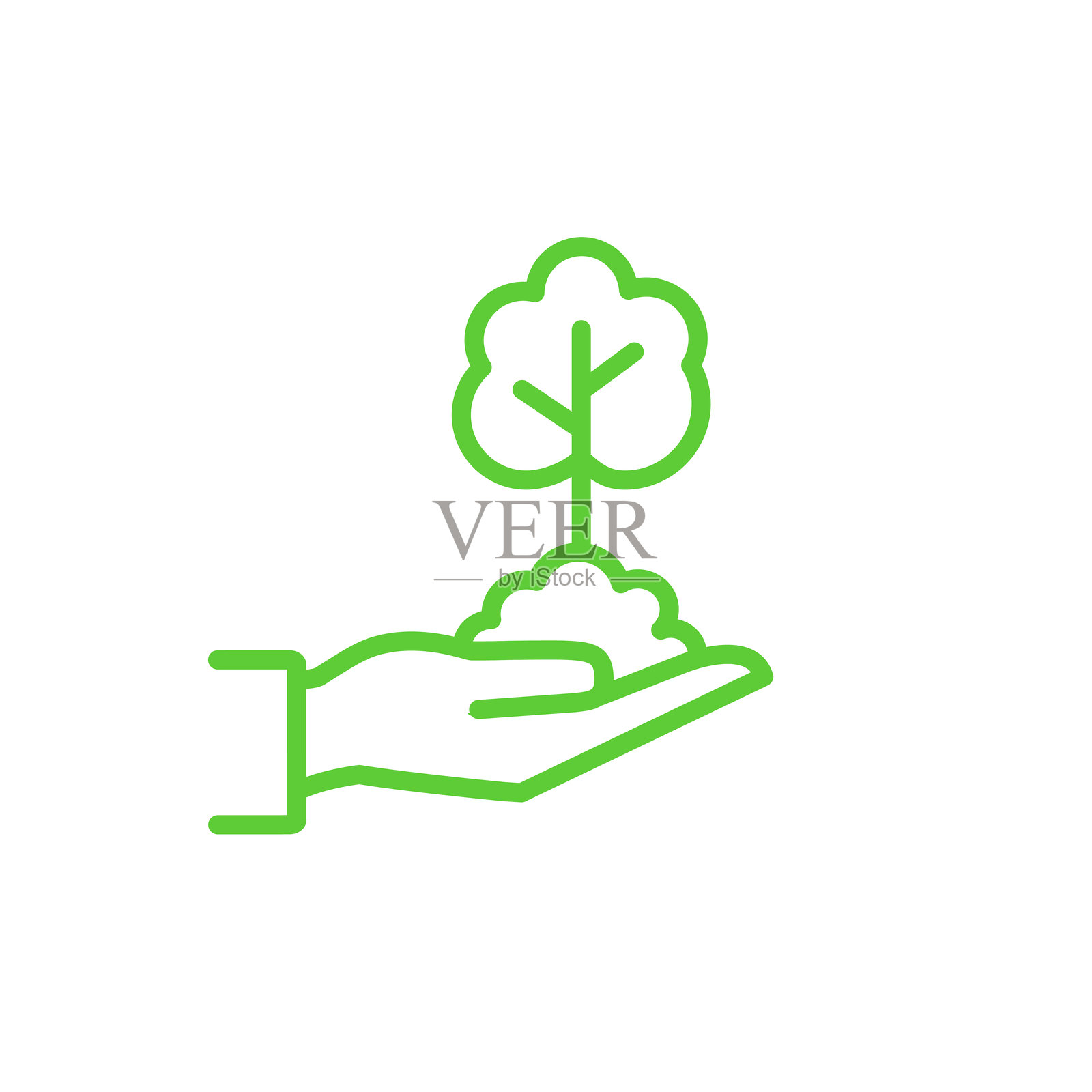 培育树木图标。背景为白色。插画图片素材