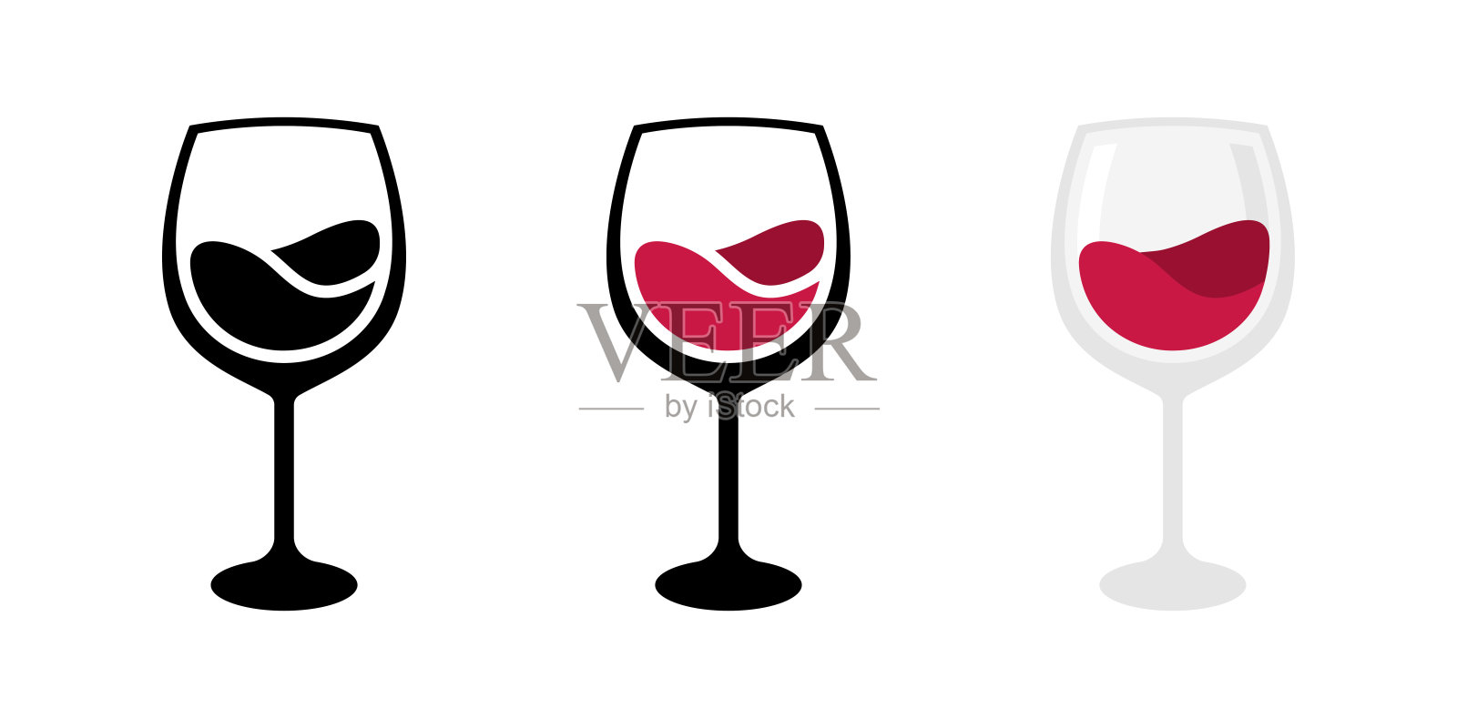酒杯图标。葡萄酒符号。优雅的酒杯矢量插图。餐厅开胃酒标志。液体酒精饮料图标。鸡尾酒吧概念。插画图片素材