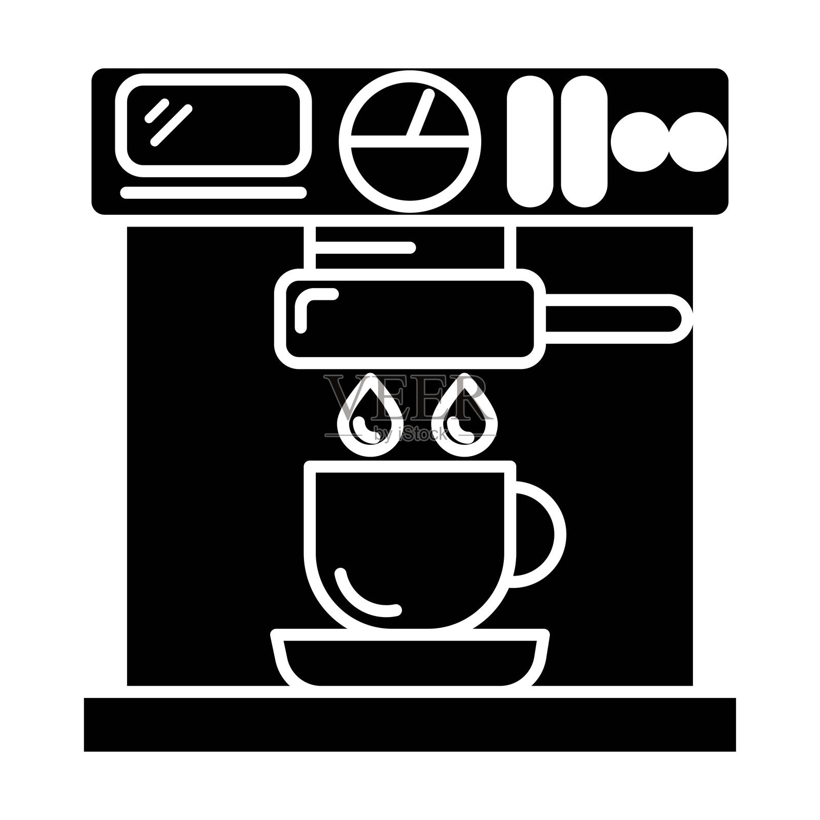 咖啡机图标矢量图，背景为白色插画图片素材