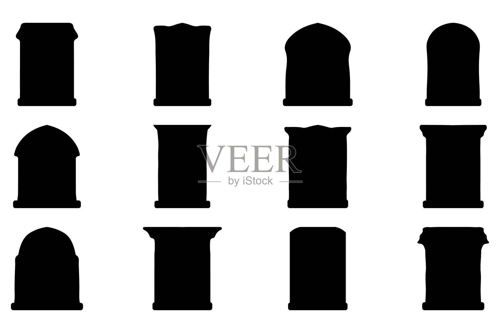 简单的墓碑图标轮廓集插画图片素材