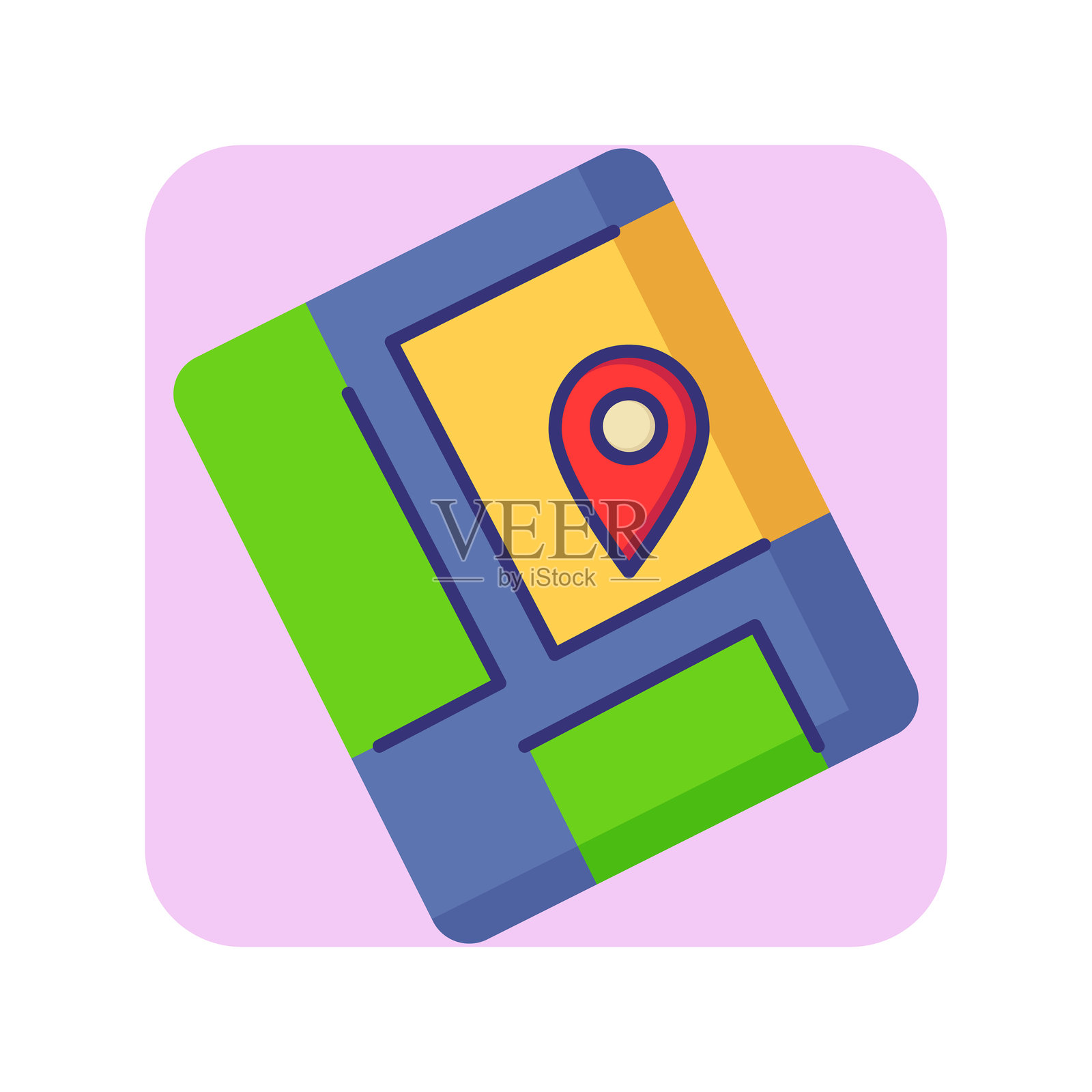 导航线图标。在地图上标记指针插画图片素材