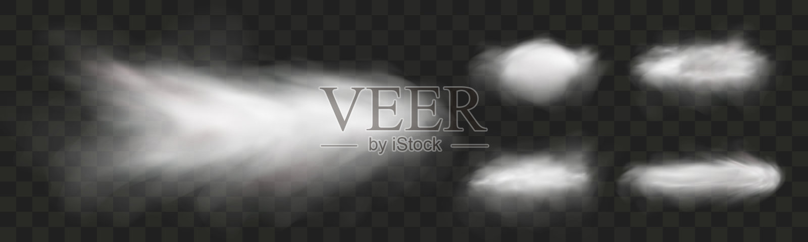 插图烟雾、电子烟、雾气、烟霾。透明背景上的真实烟雾。照片摄影图片