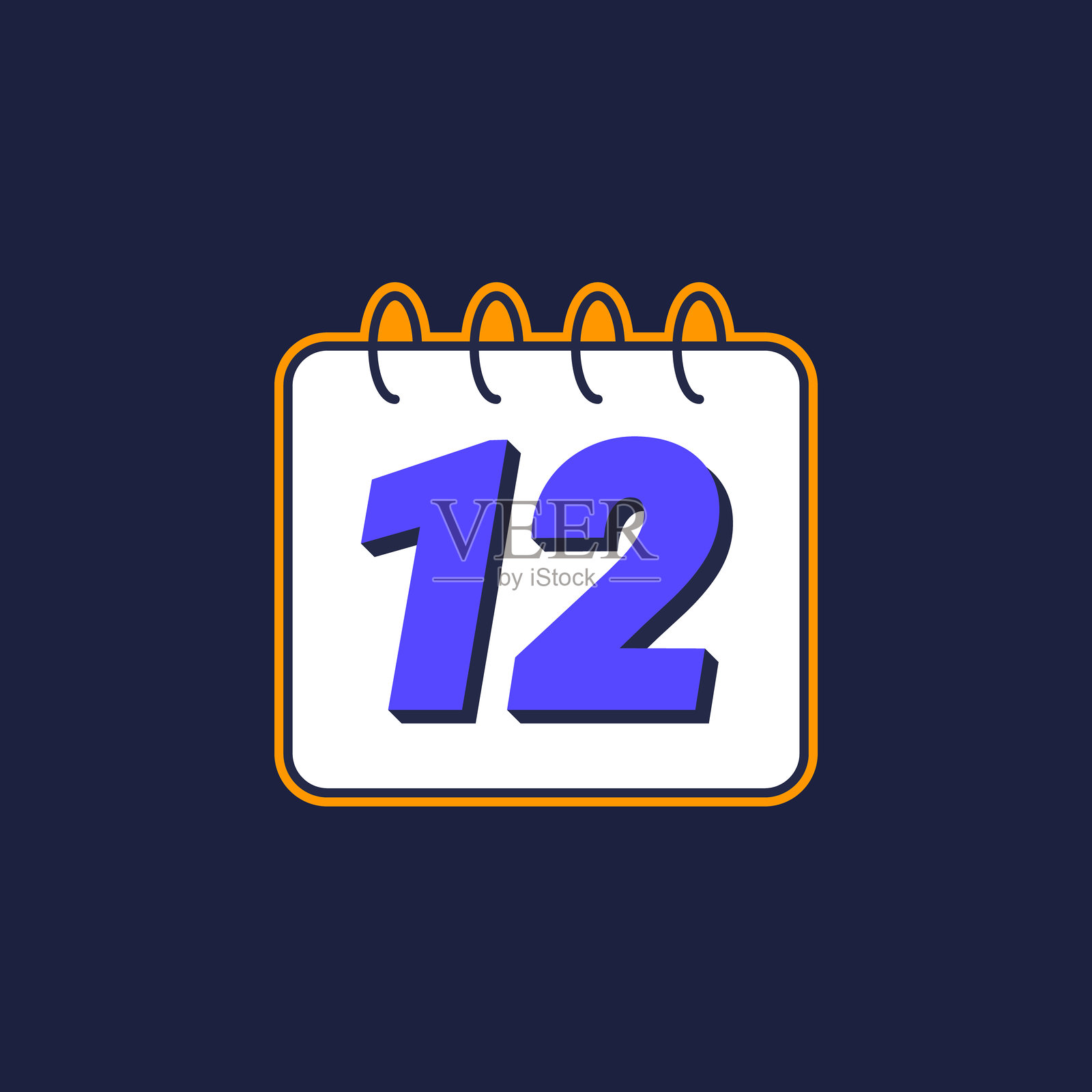 12个月图标与日历，矢量设计插画图片素材