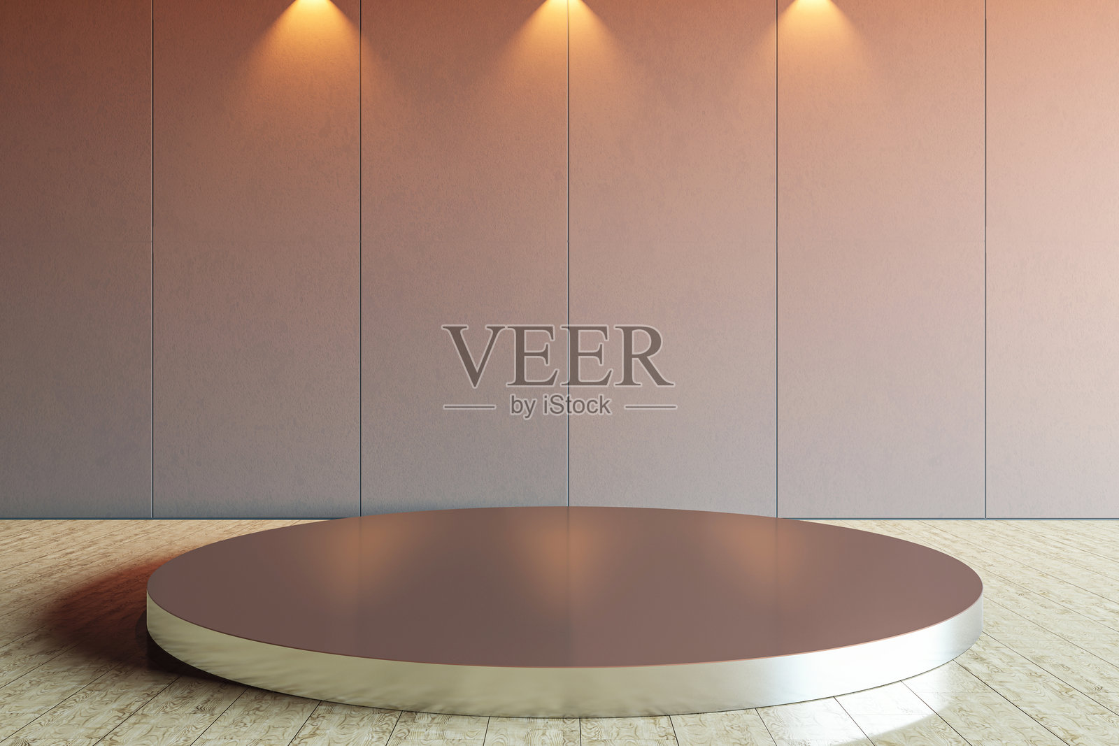 干净展览室内展示的空讲台。3D渲染照片摄影图片