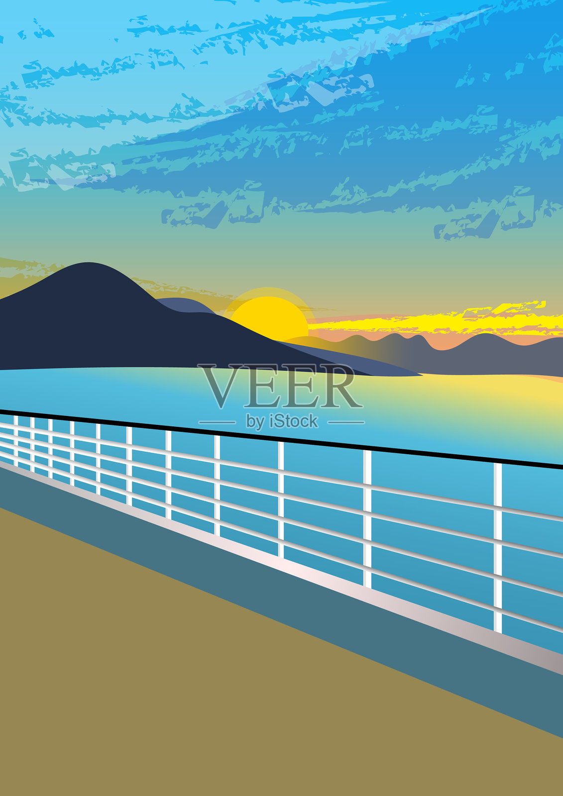 从桥上插画图片素材