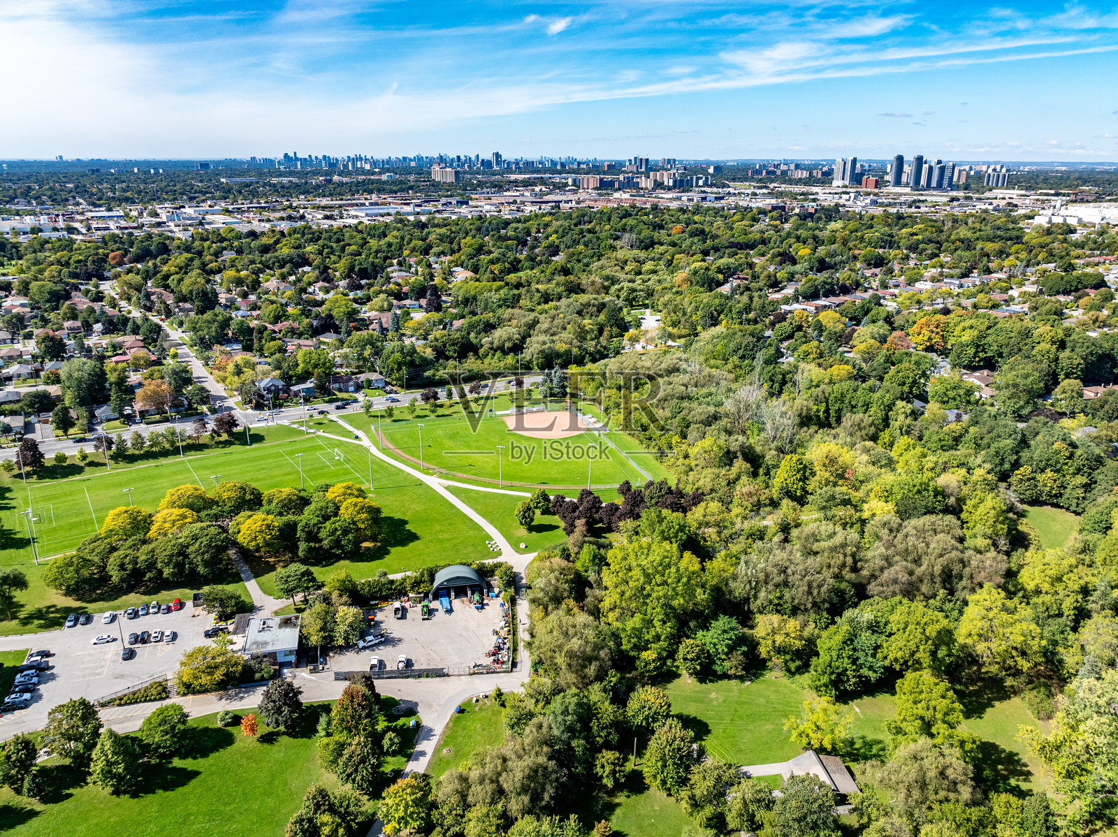 加拿大斯卡伯勒的汤姆森纪念公园鸟瞰图照片摄影图片