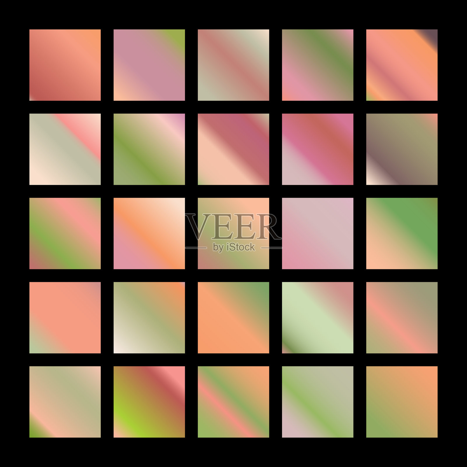 手机屏幕锁定显示时尚霓虹色彩的多彩背景集合。现代屏幕矢量设计用于移动应用。柔和的抽象粉彩全息渐变。设计用色板。插画图片素材