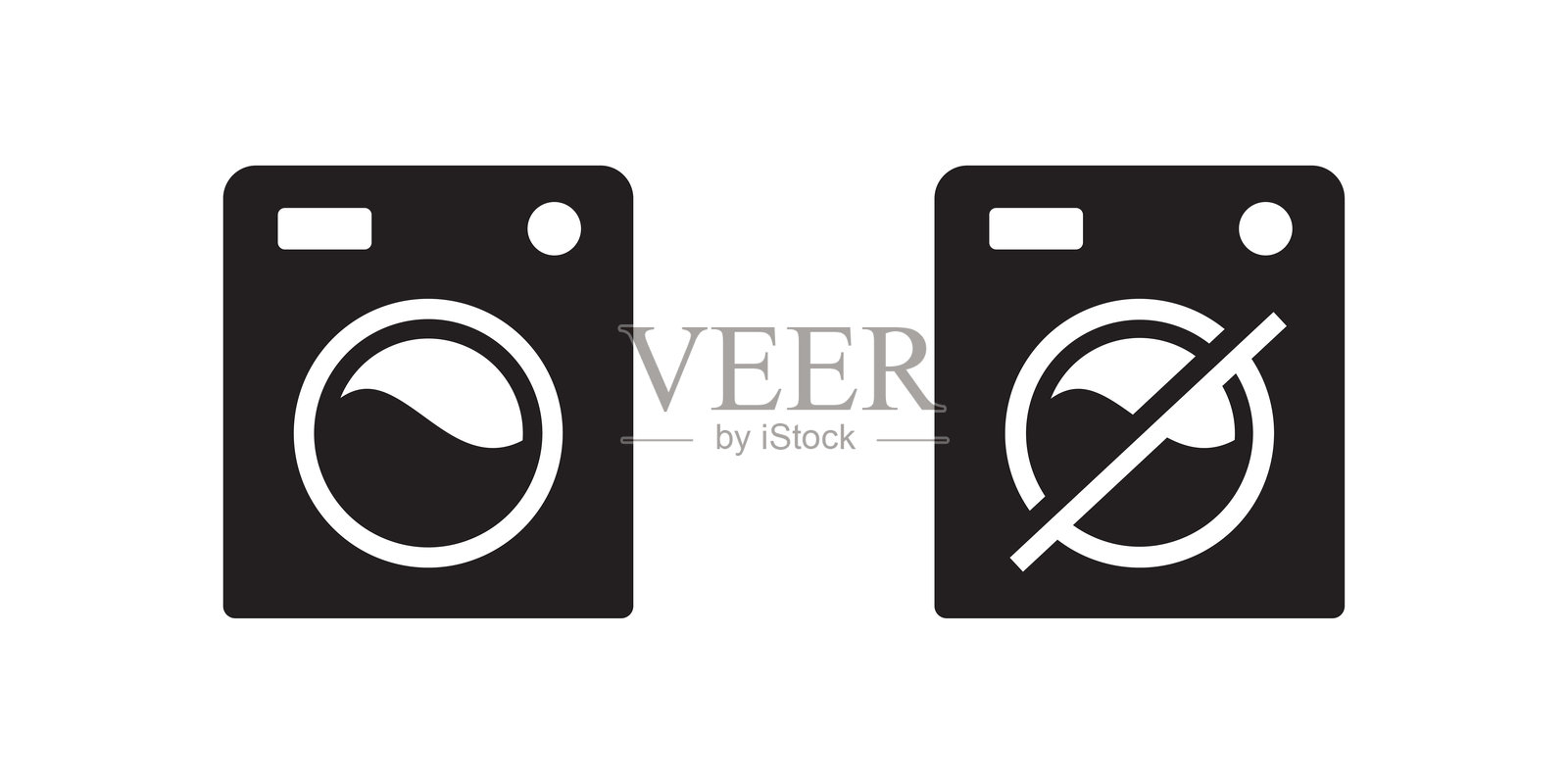 洗衣机可洗和不可洗物品的图标。矢量插图插画图片素材