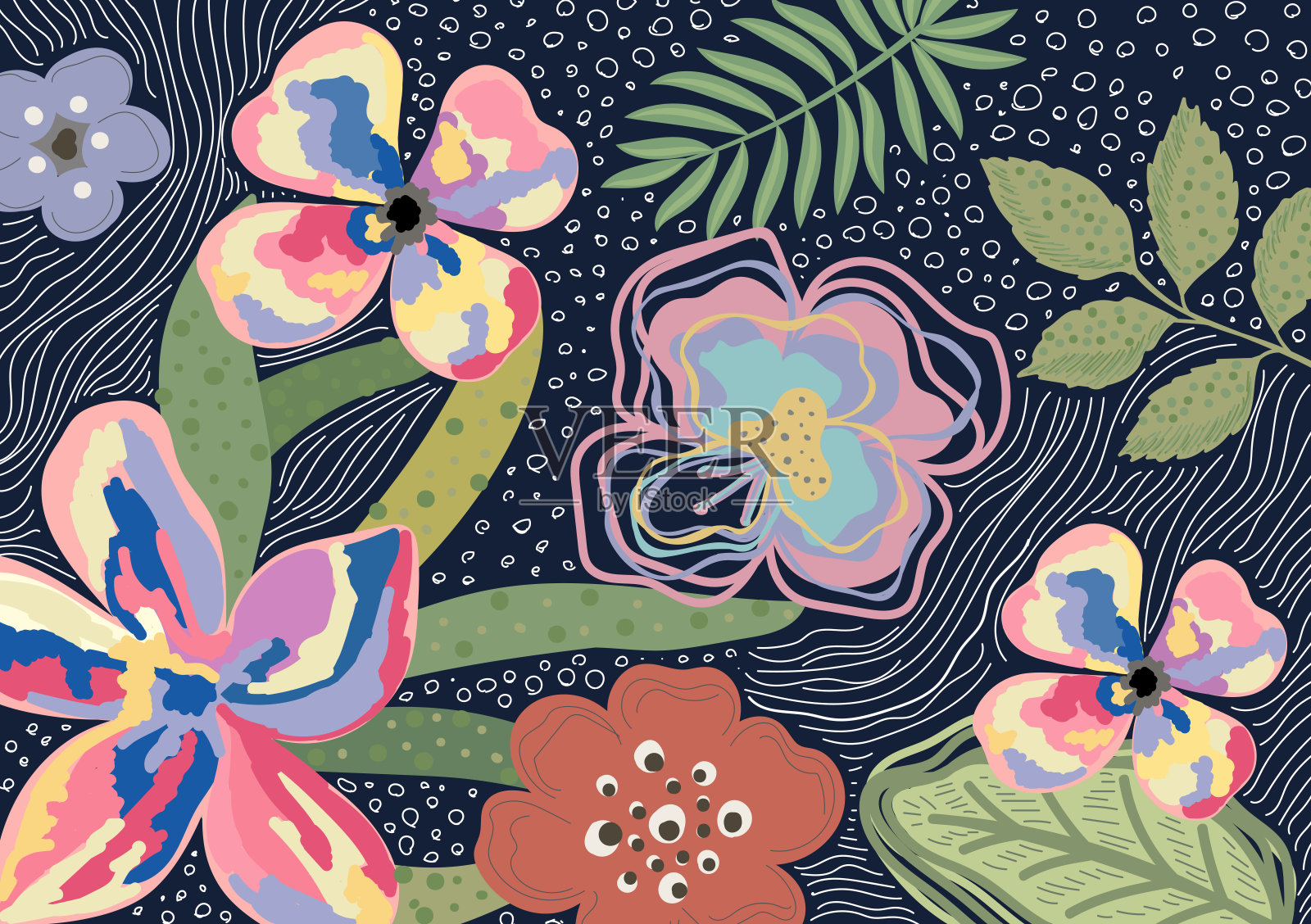 自然抽象元素背景。矢量插图。插画图片素材