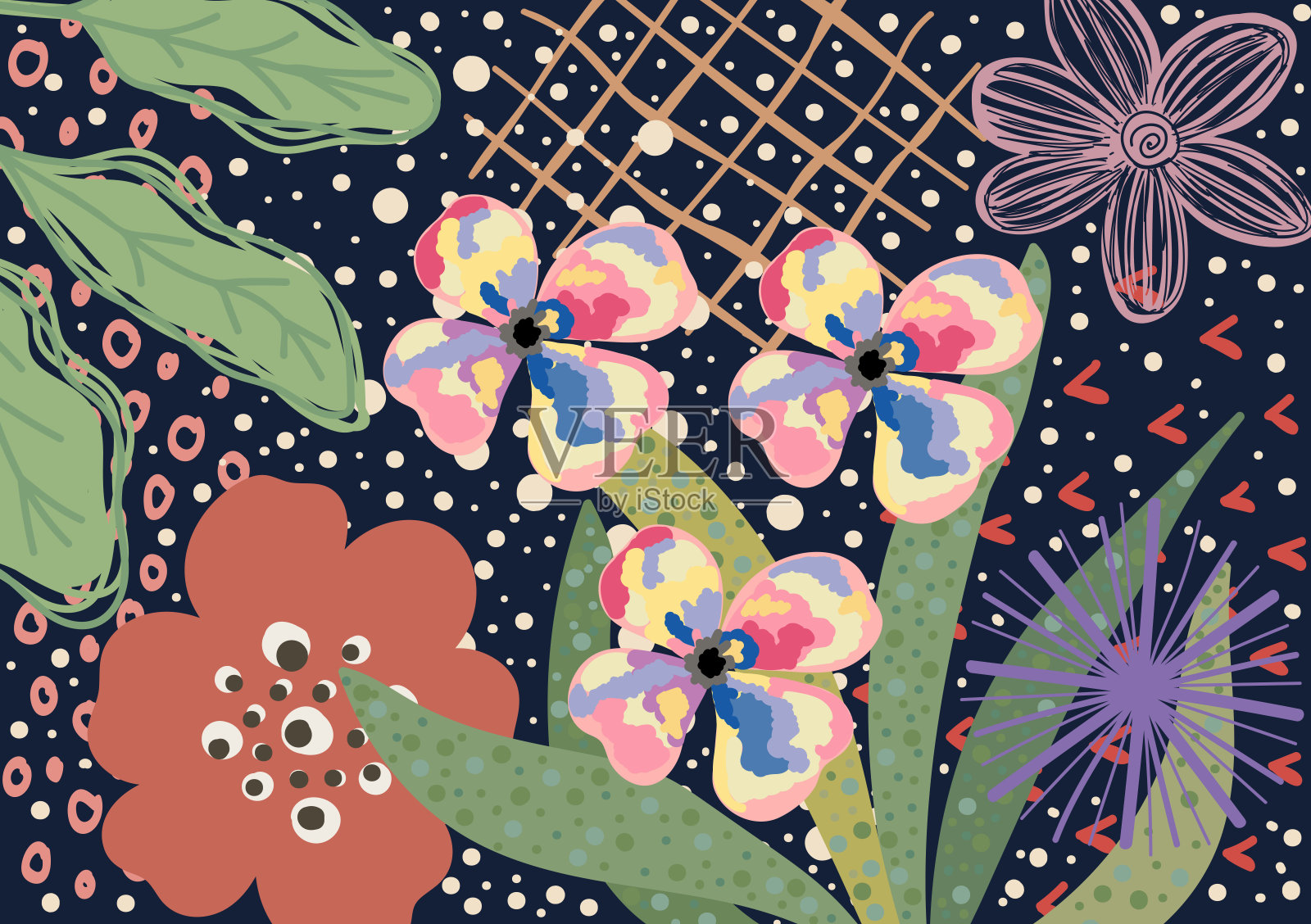 自然抽象元素背景。矢量插图。插画图片素材